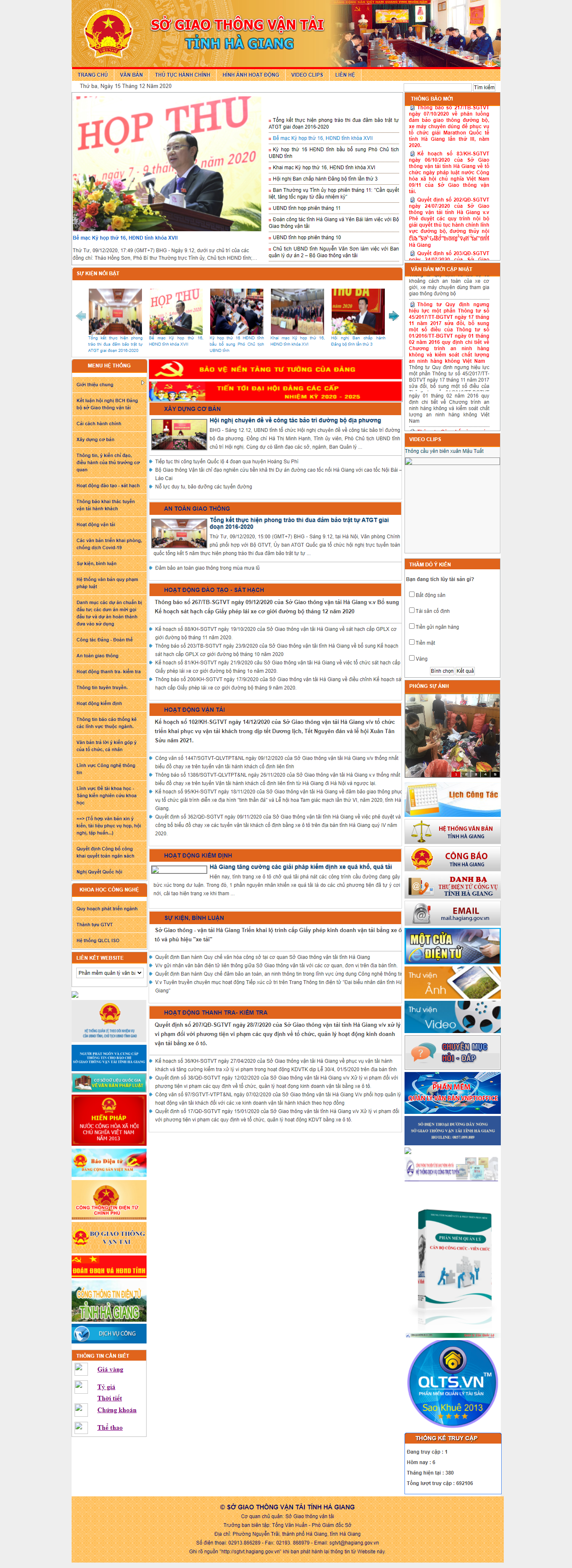 Thiết kế Web giao thông vận tải sgtvt.hagiang.gov.vn