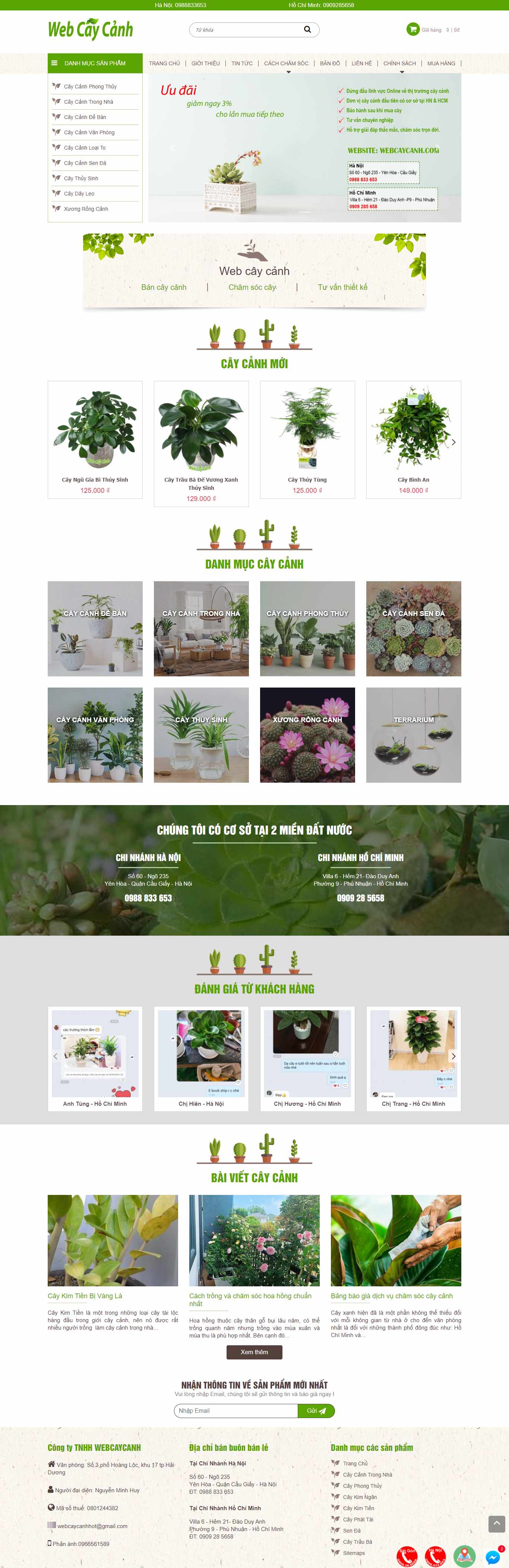 Thiết kế Web cây cảnh webcaycanh.com