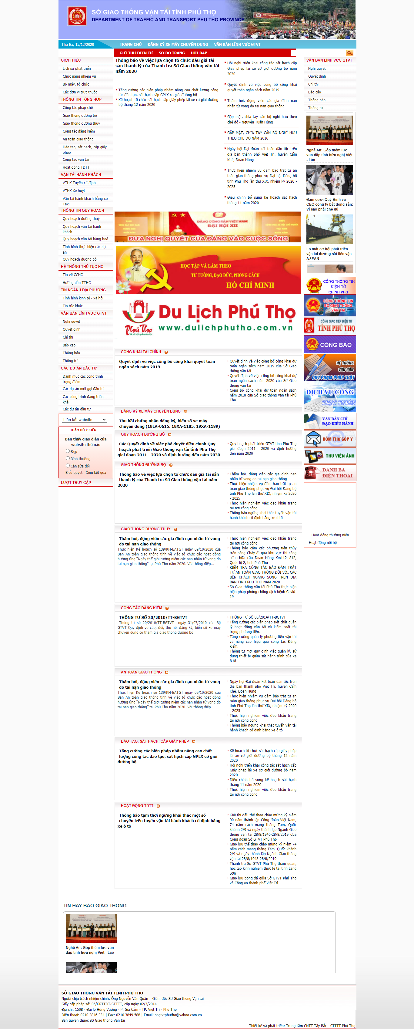 Thiết kế Web giao thông vận tải sogtvt.phutho.gov.vn