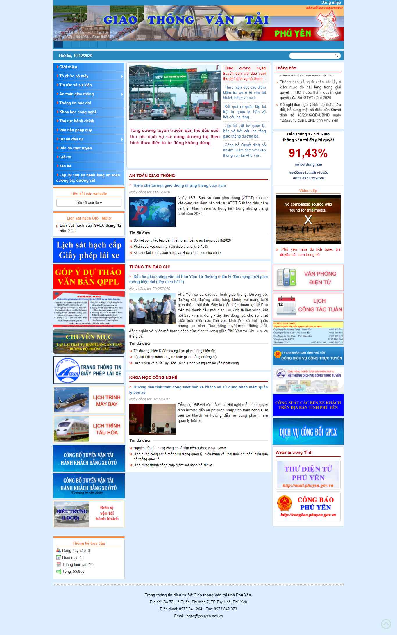 Thiết kế Web giao thông vận tải sgtvt.phuyen.gov.vn