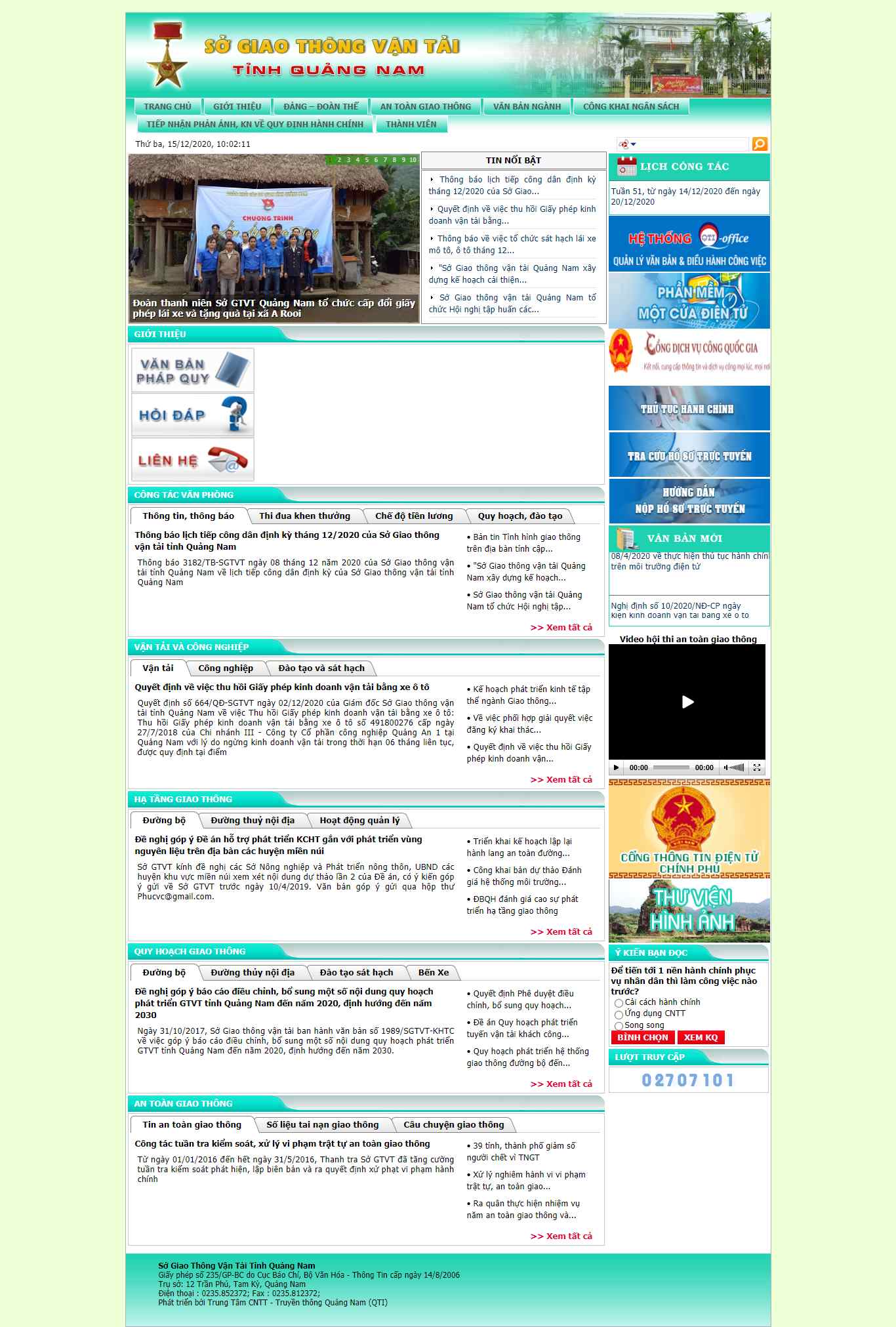 Thiết kế Web giao thông vận tải sgtvt.quangnam.gov.vn