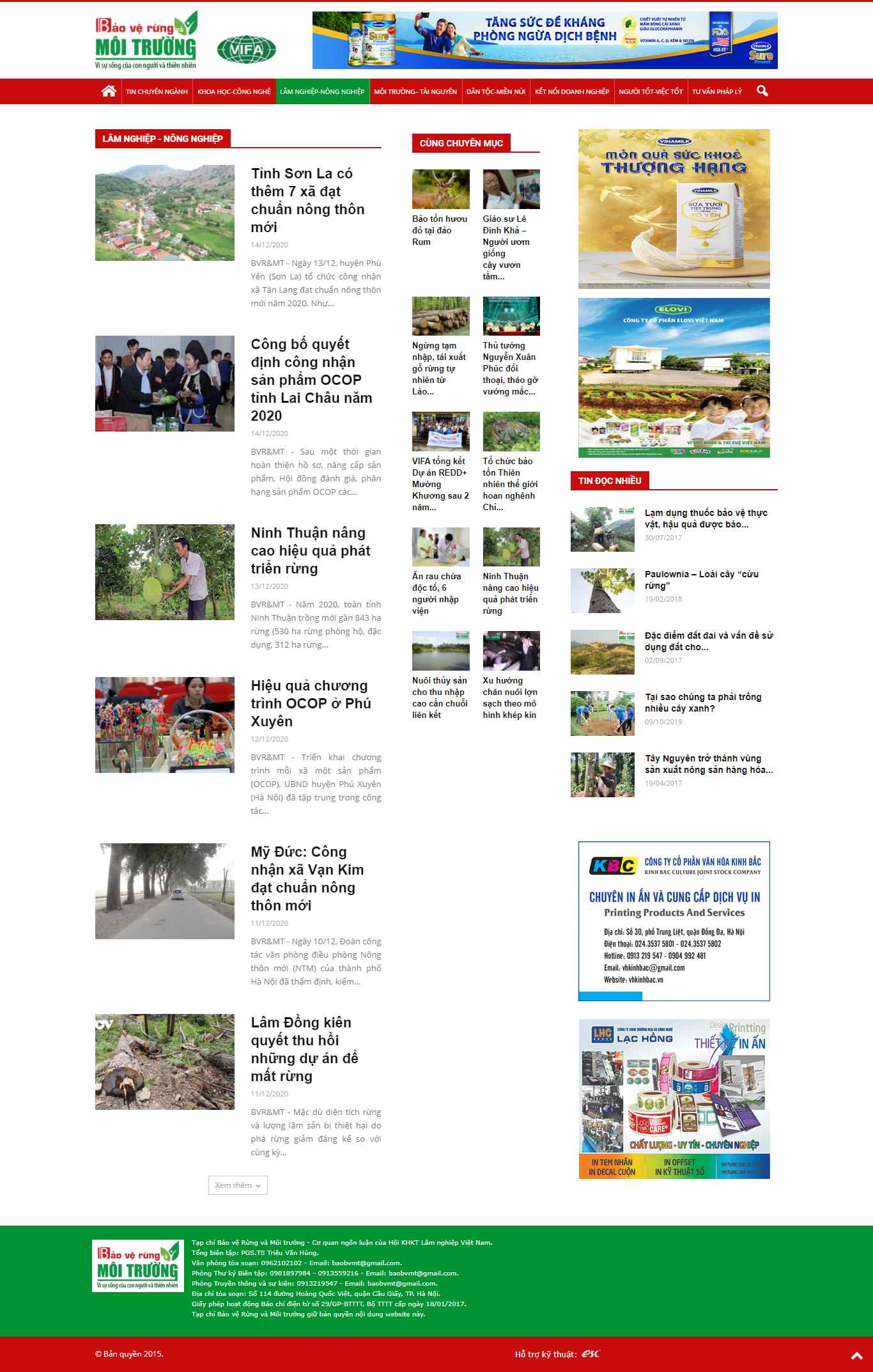 Thiết kế Web nông lâm nghiệp baovemoitruong.org.vn