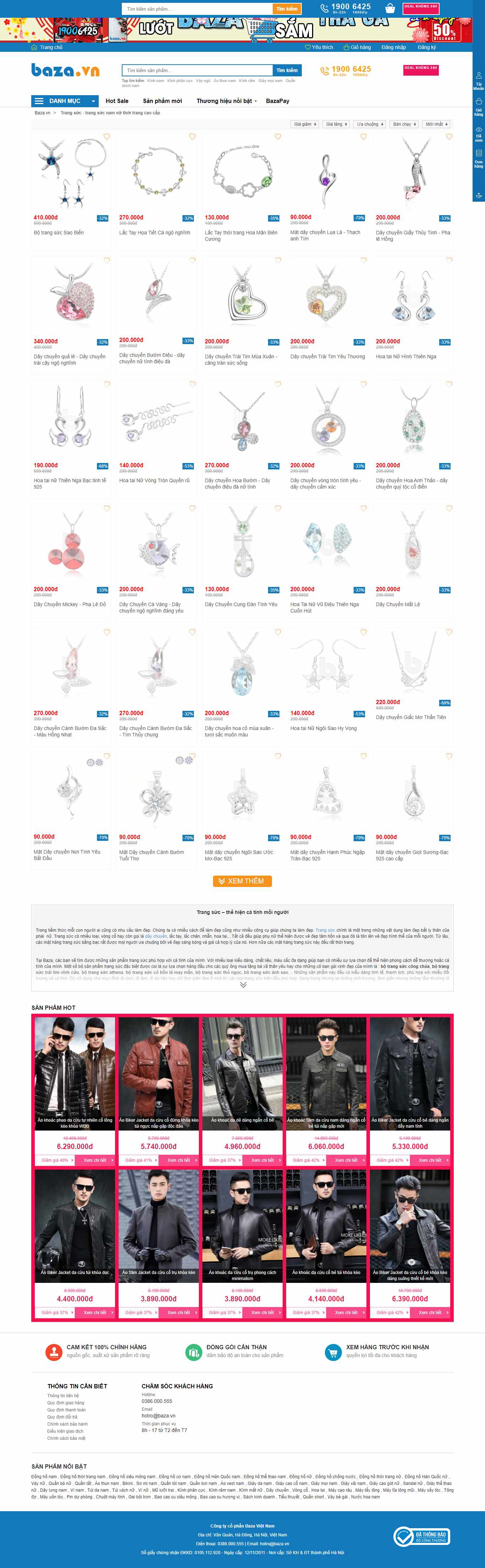 Thiết kế Web Đồ trang sức baza.vn
