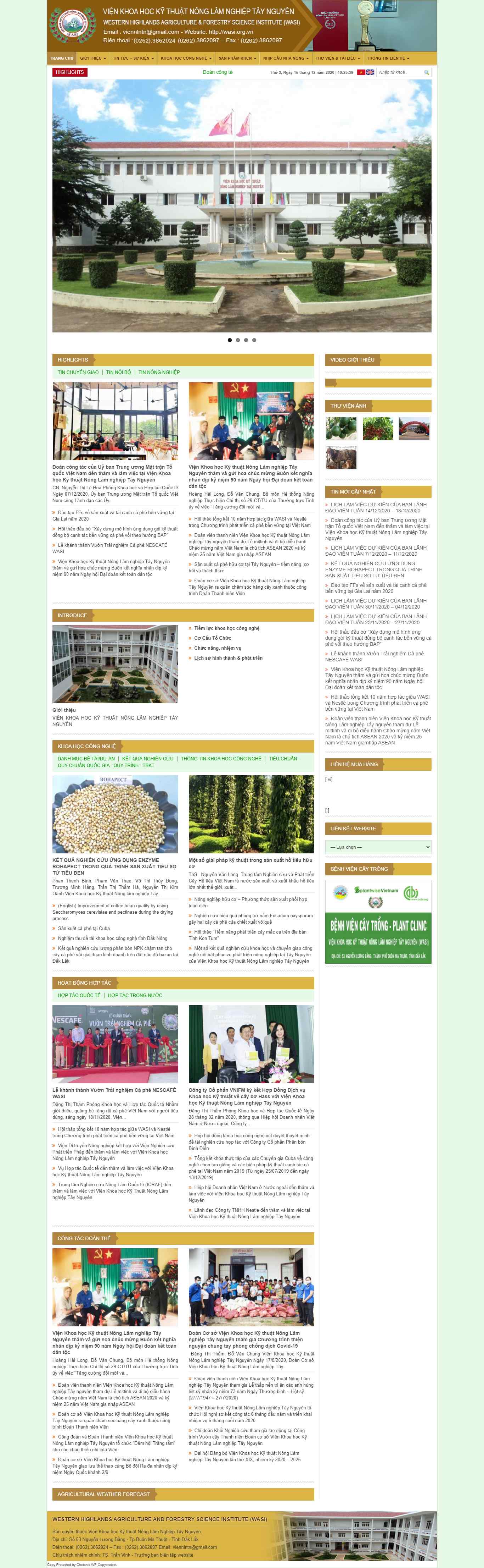 Thiết kế Web nông lâm nghiệp wasi.org.vn