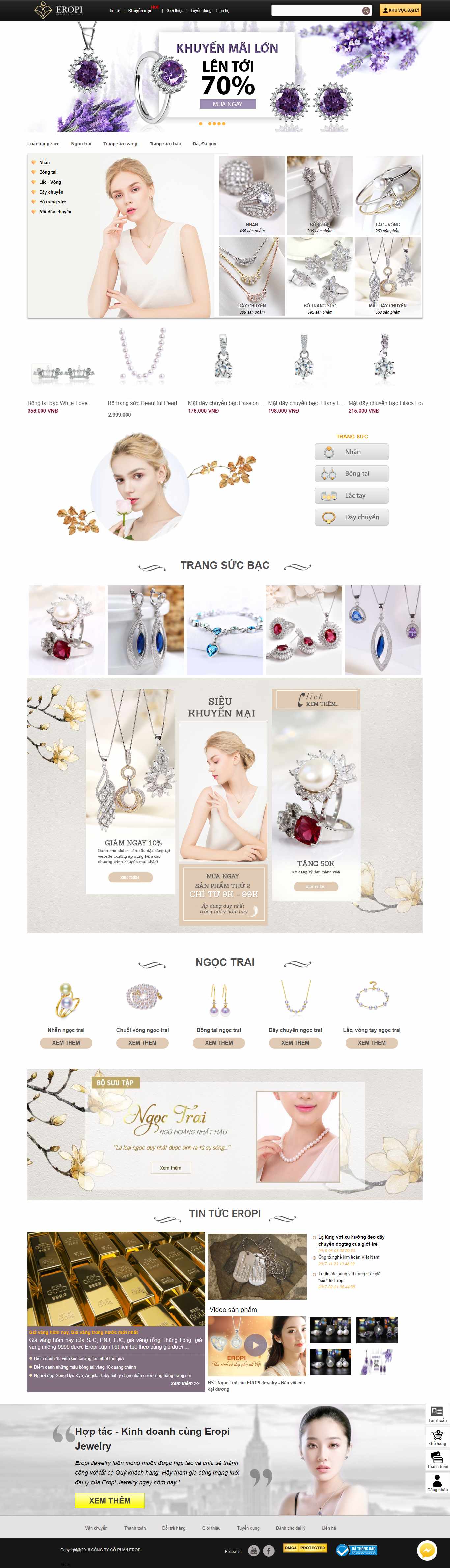 Thiết kế Web Đồ trang sức eropi.com