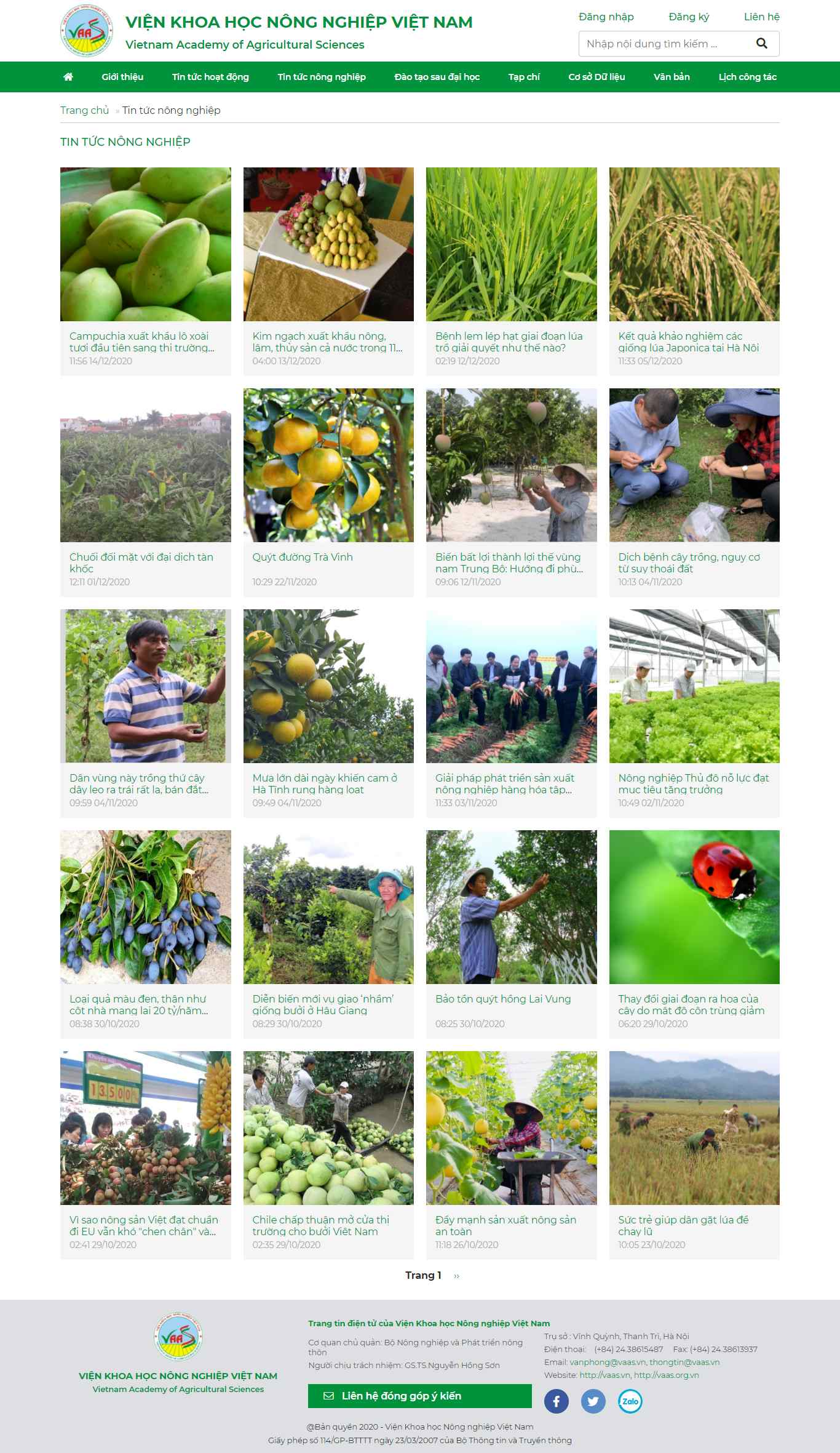 Thiết kế Web nông lâm nghiệp vaas.vn