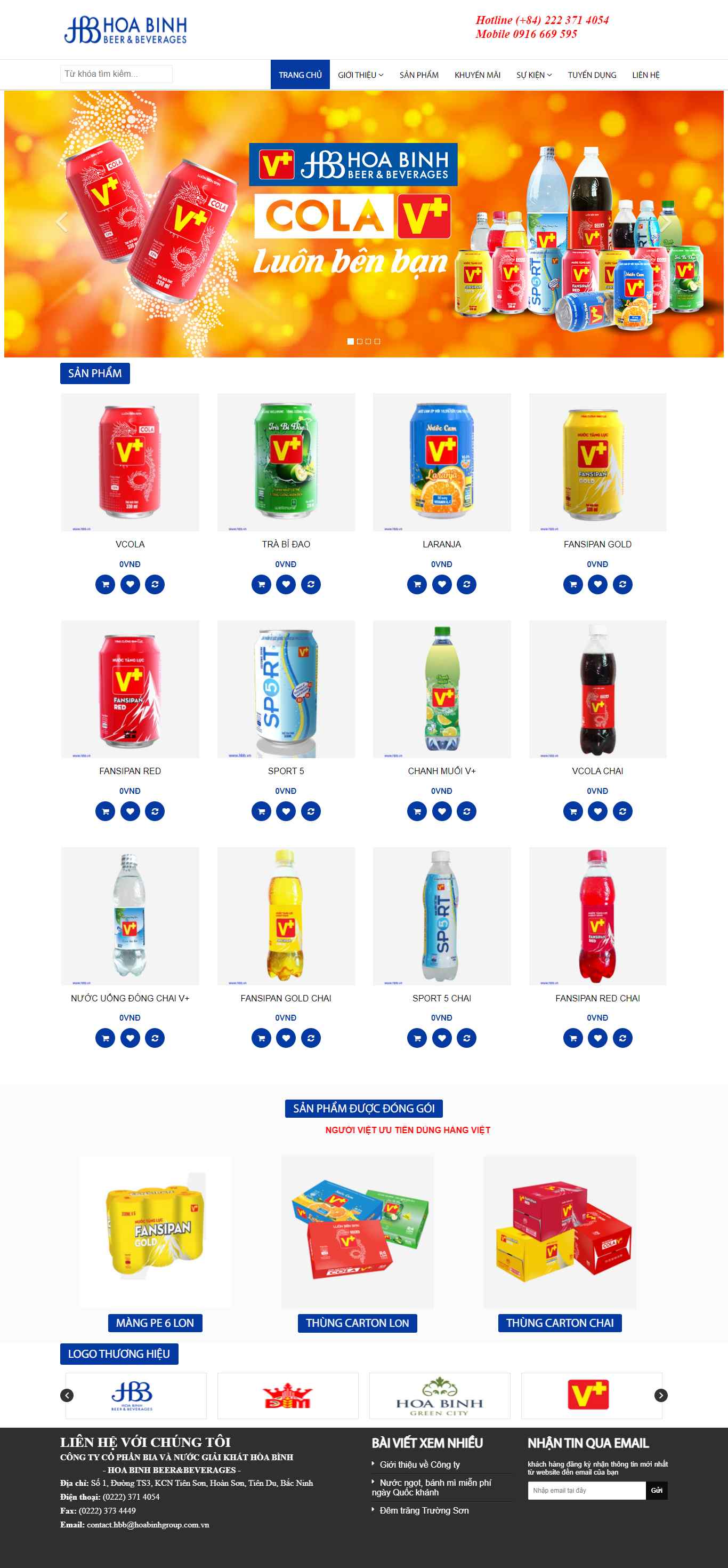 Thiết kế Web bianước giải khát hbb.vn