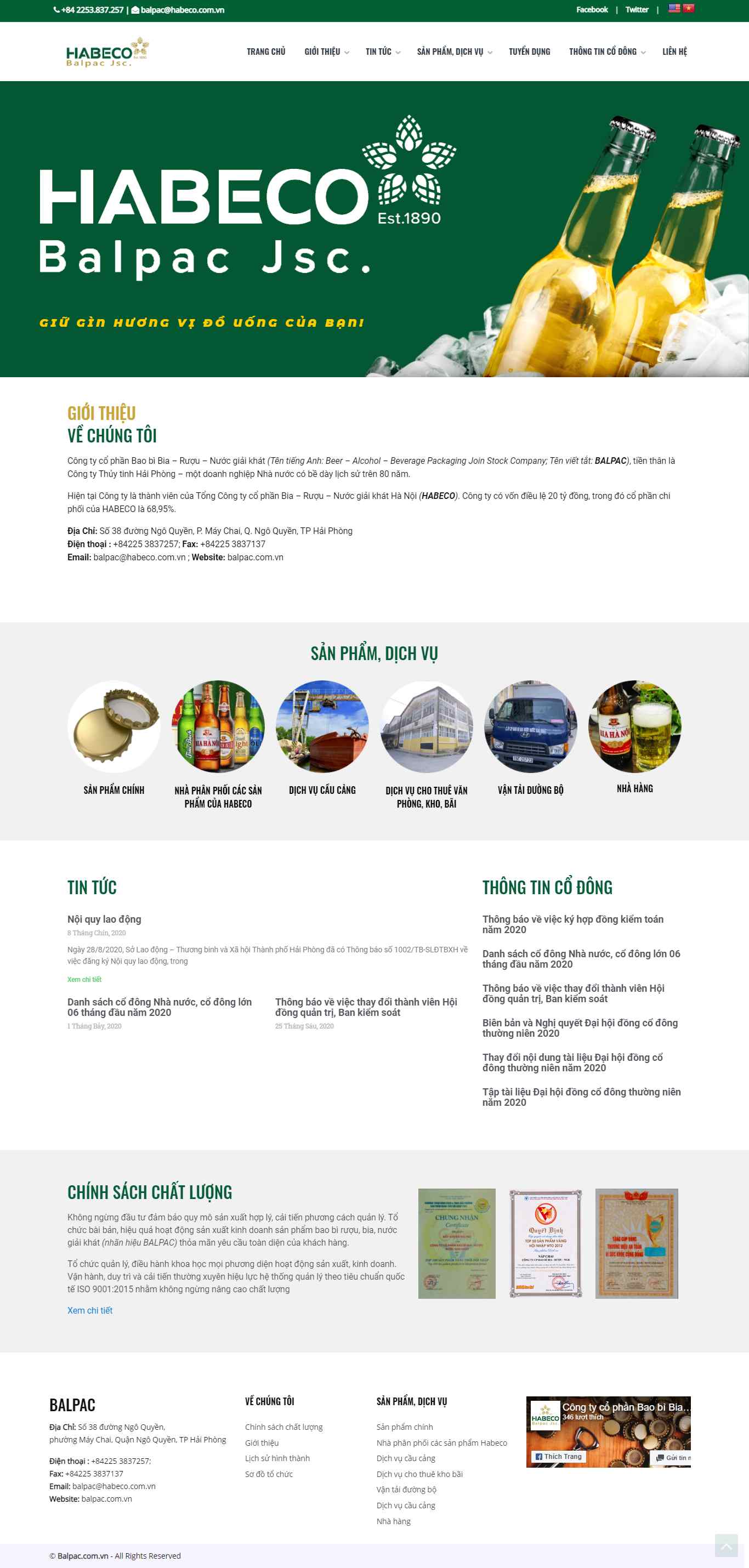 Thiết kế Web bianước giải khát balpac.com.vn