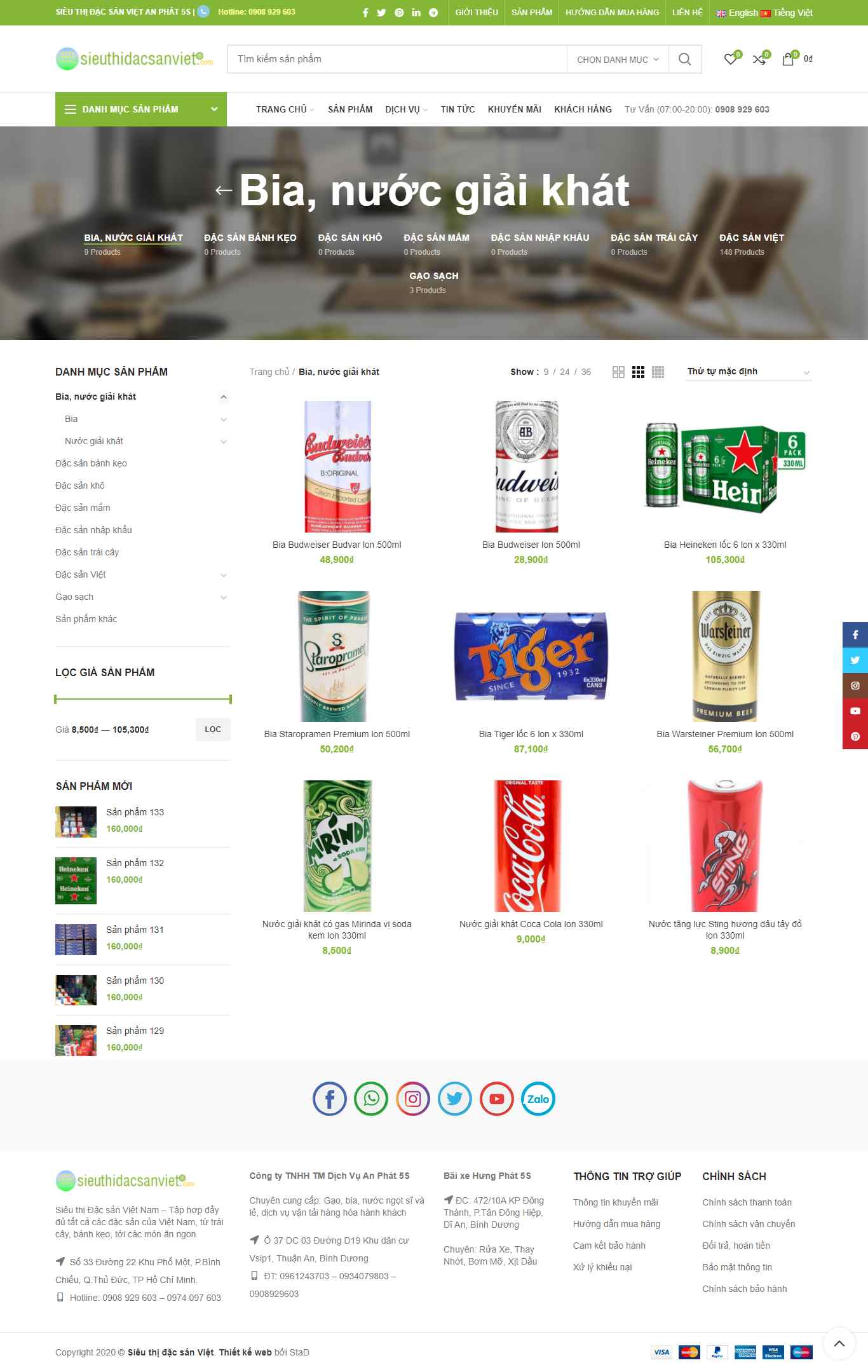 Thiết kế Web bianước giải khát sieuthidacsanviet.com