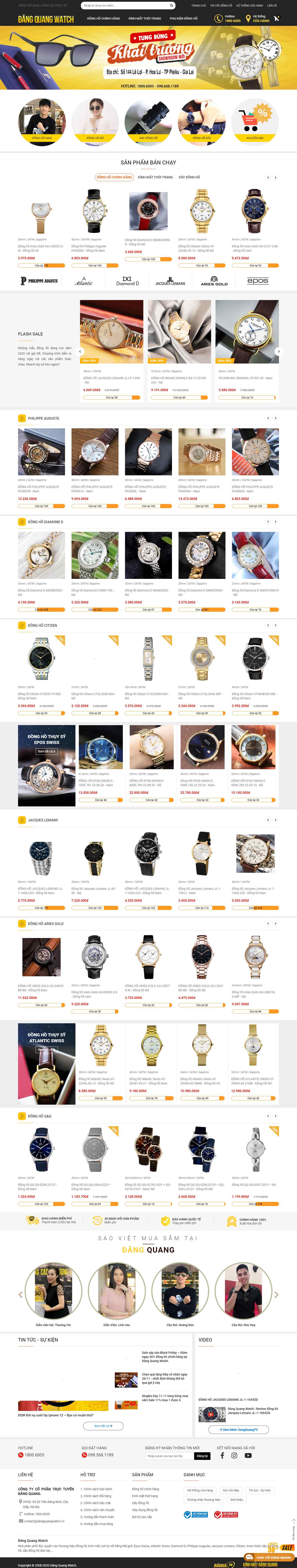 Thiết kế Web bán Đồng hồ dangquangwatch.vn
