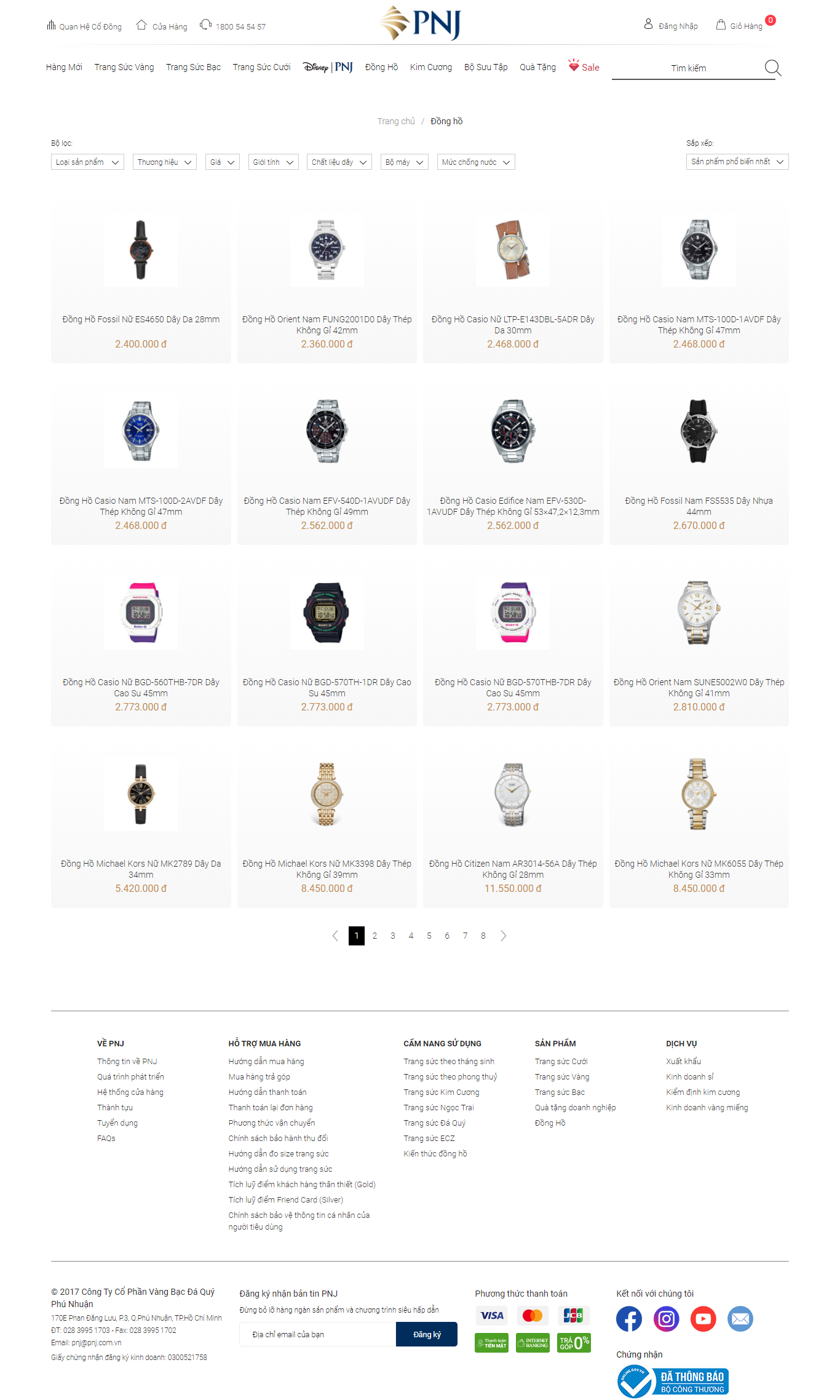 Thiết kế Web bán Đồng hồ pnj.com.vn