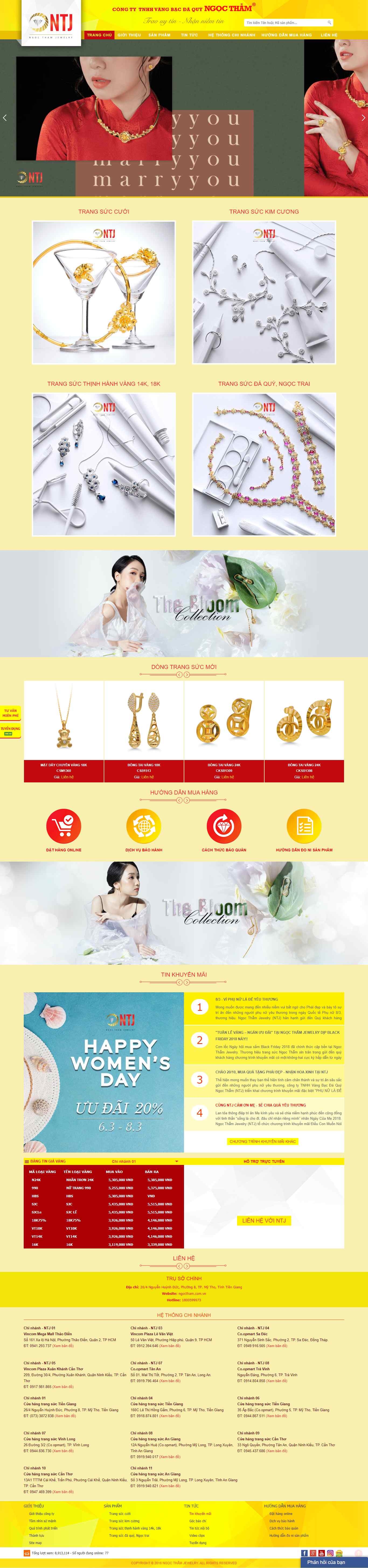 Thiết kế Web vàng bạc trang sức ngoctham.com.vn