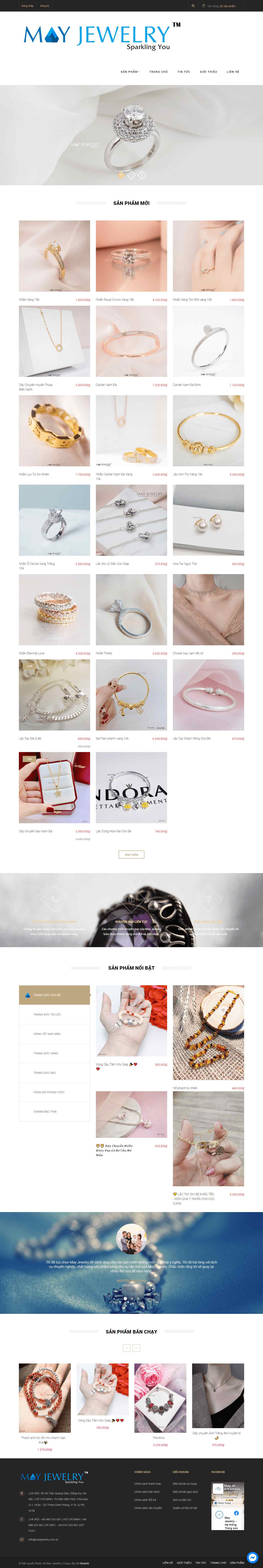 Thiết kế Web vàng bạc trang sức mayjewelry.com.vn