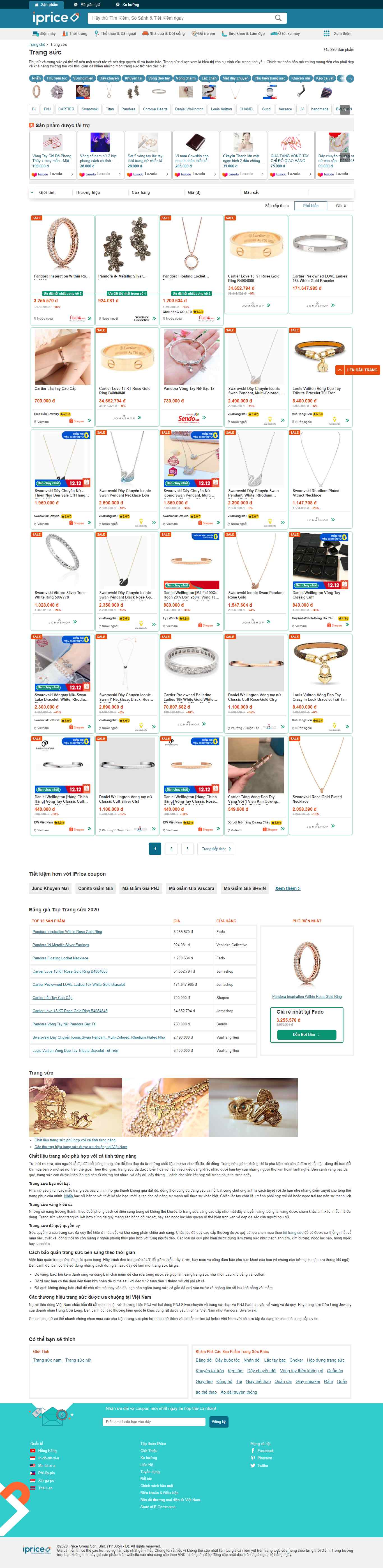 Thiết kế Web vàng bạc trang sức iprice.vn