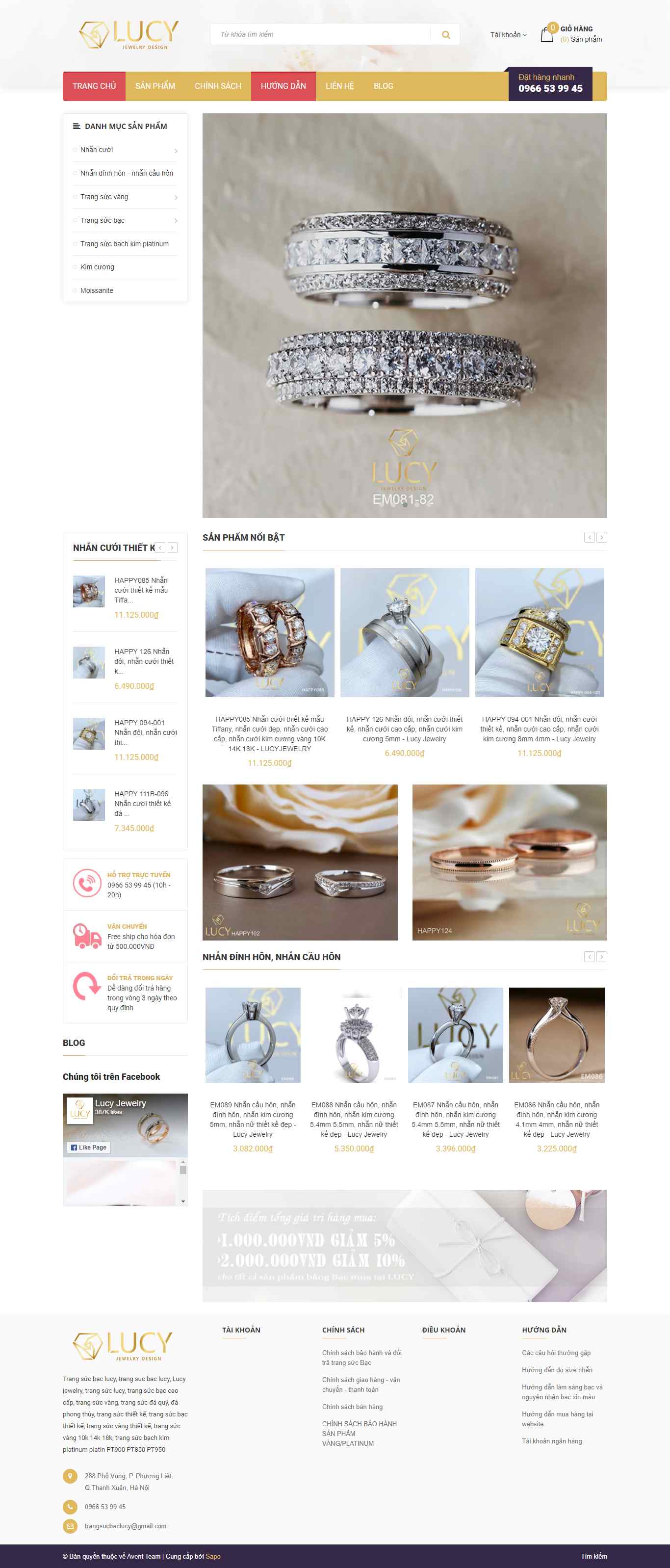 Thiết kế Web vàng bạc trang sức lucyjewelry.vn