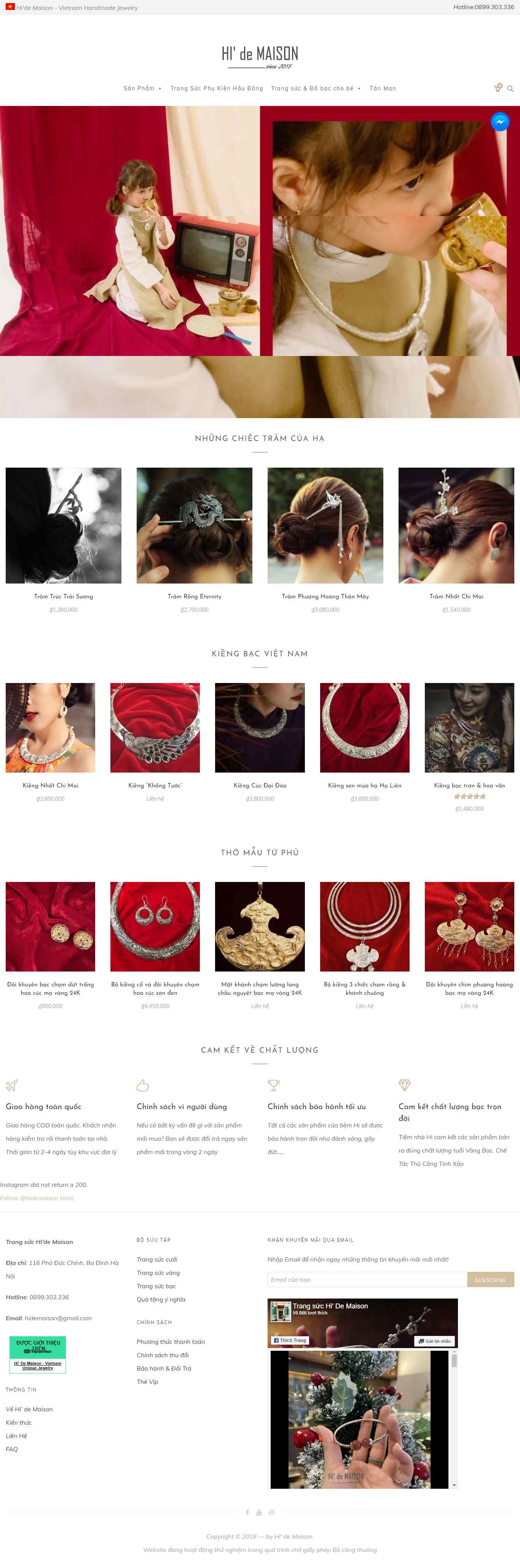 Thiết kế Web vàng bạc trang sức hidemaison.com