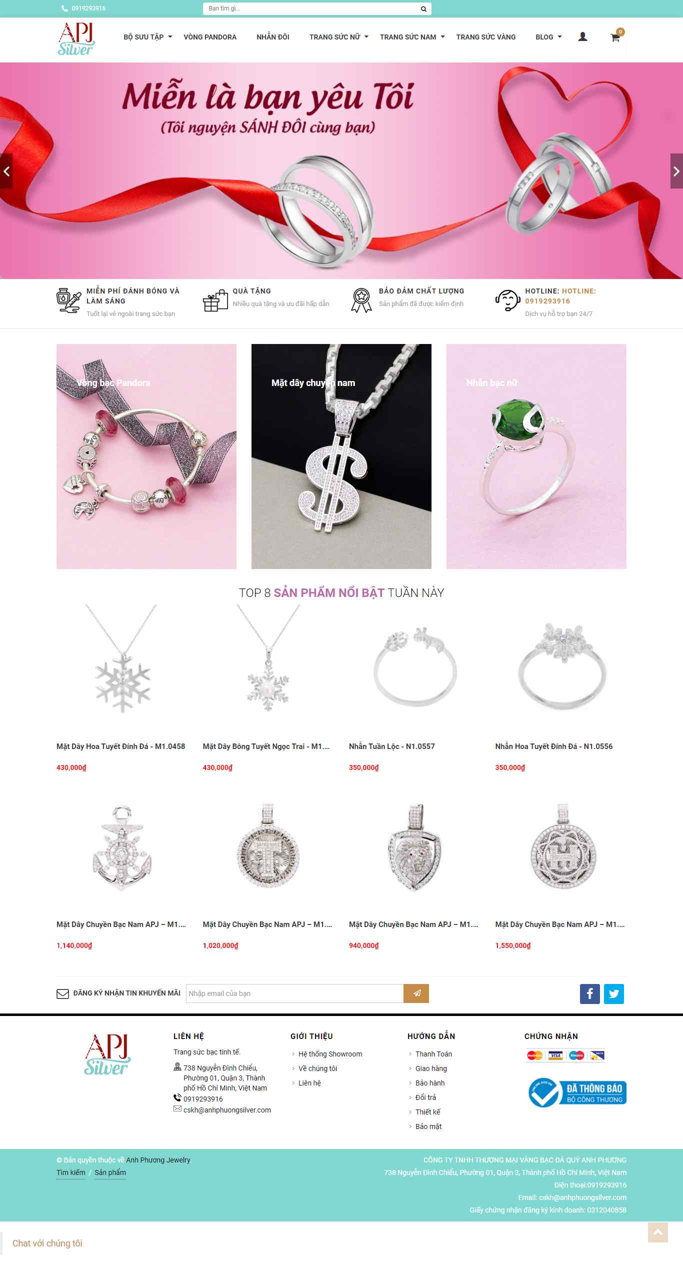 Thiết kế Web vàng bạc trang sức anhphuongsilver.com