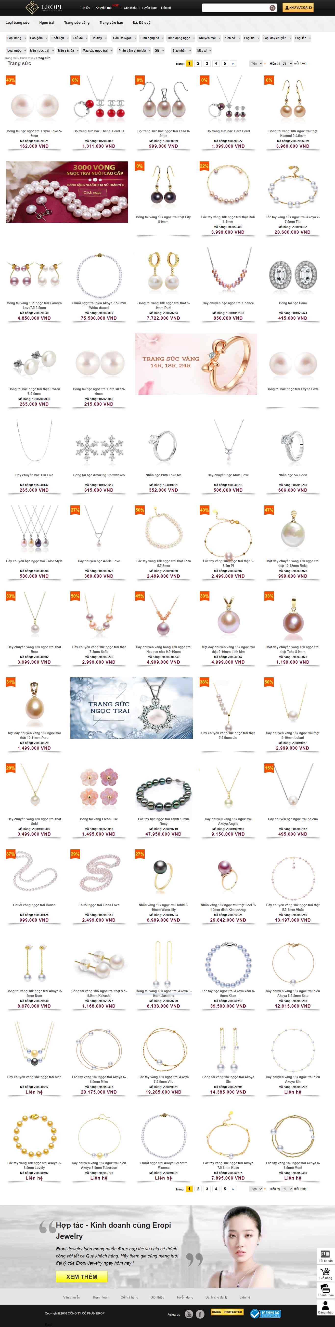 Thiết kế Web vàng bạc trang sức eropi.com