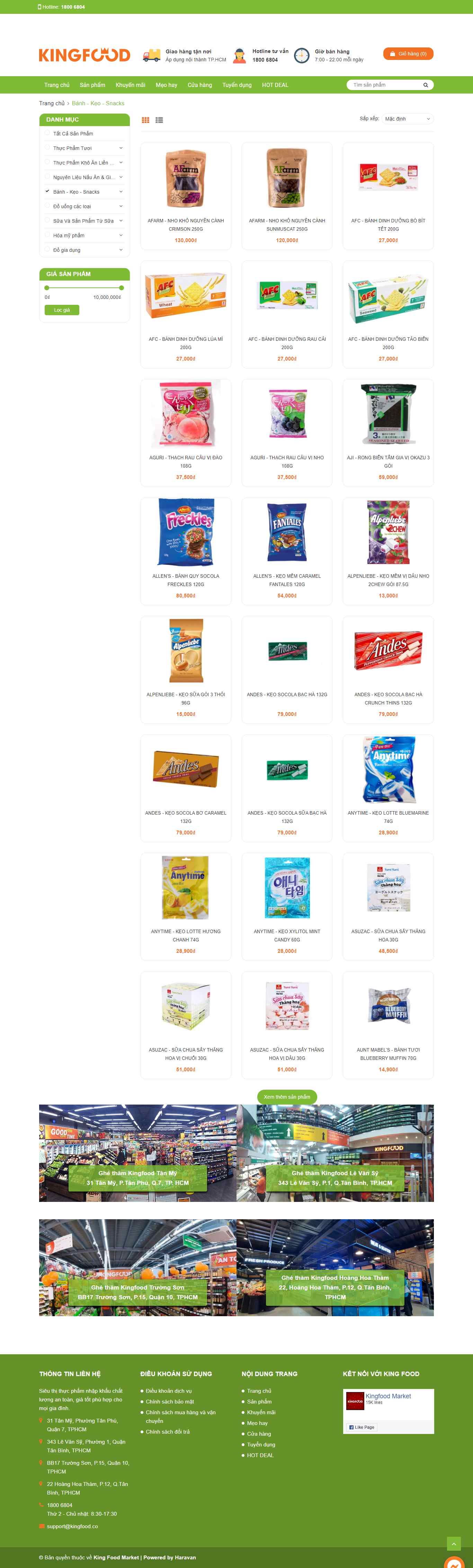 Thiết kế Web bán bánh kẹo kingfoodmarket.com