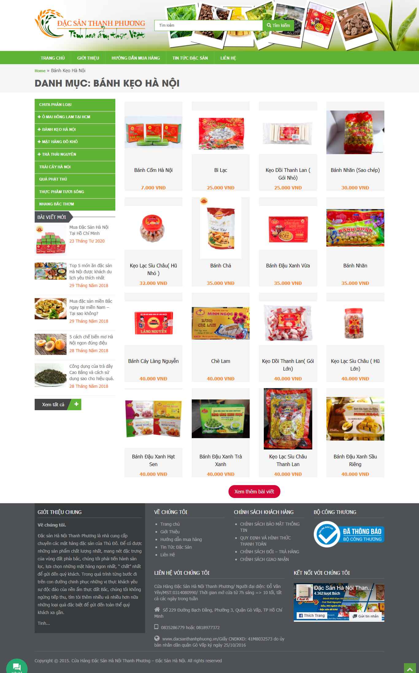 Thiết kế Web bán bánh kẹo dacsanthanhphuong.vn