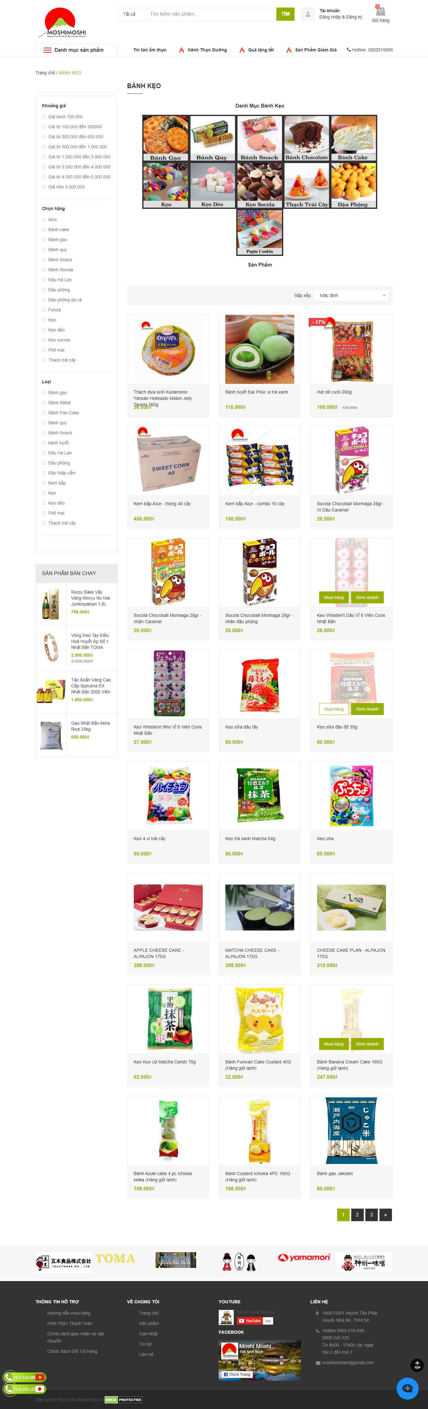 Thiết kế Web bán bánh kẹo moshimoshi.vn