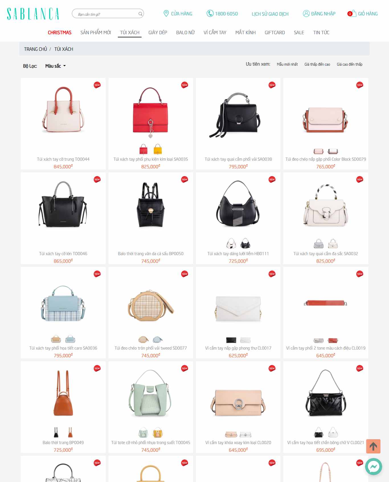 Thiết kế Web túi xách sablanca.vn