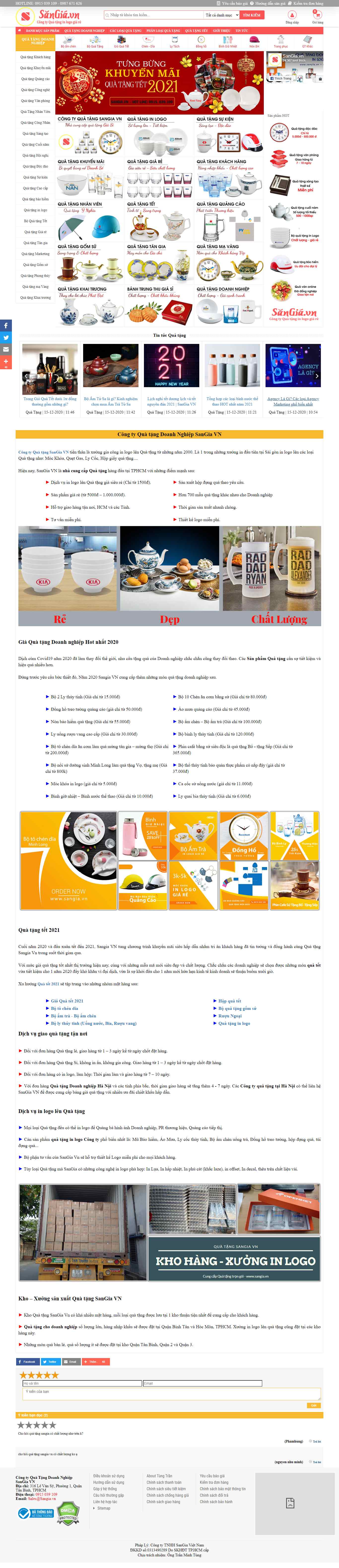 Thiết kế Web vật phẩm quà tặng sangia.vn