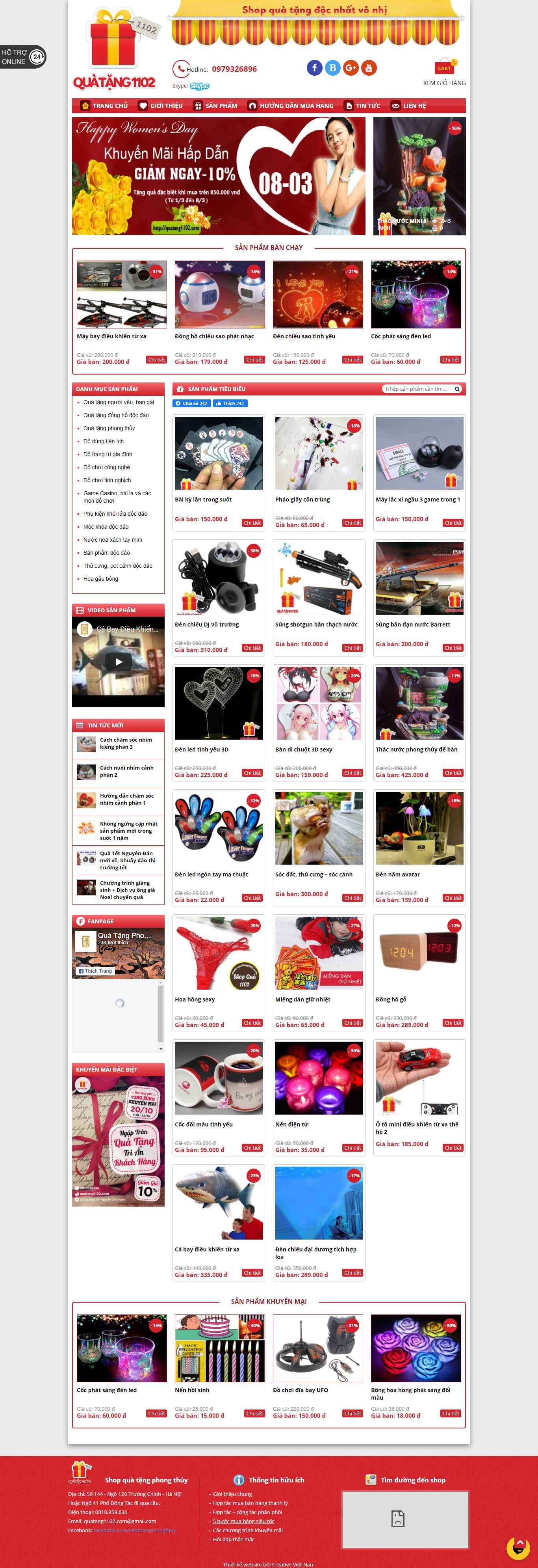 Thiết kế Web vật phẩm quà tặng quatang1102.com