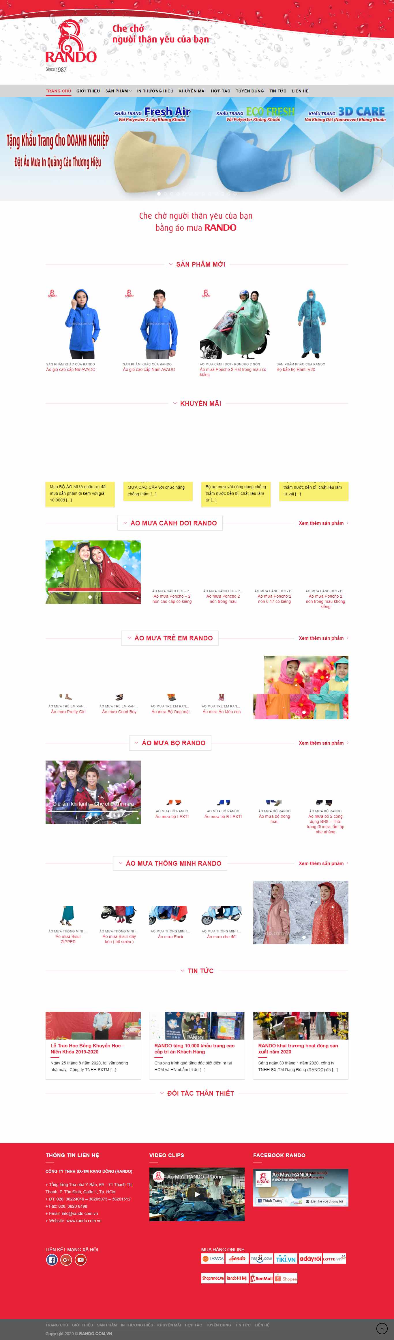 Thiết kế Web bán áo mưa rando.com.vn