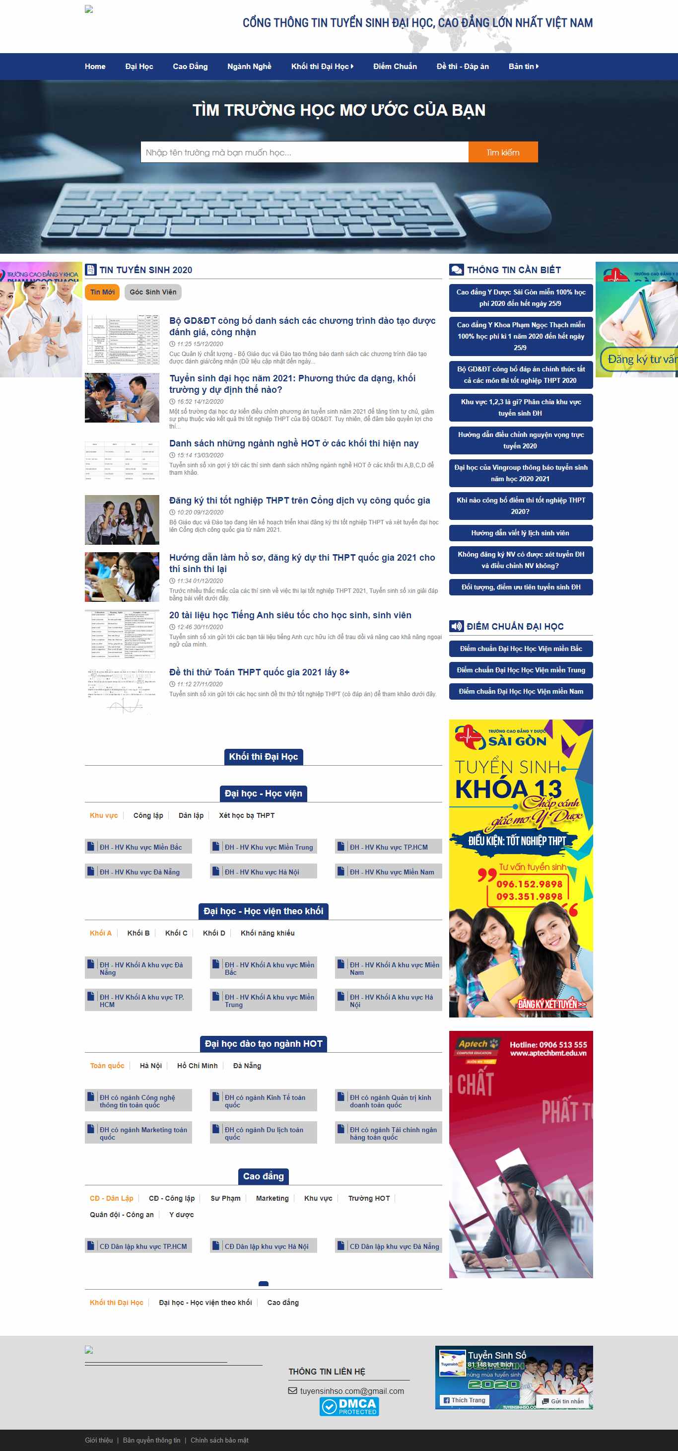 Thiết kế Web tuyển sinh tuyensinhso.vn