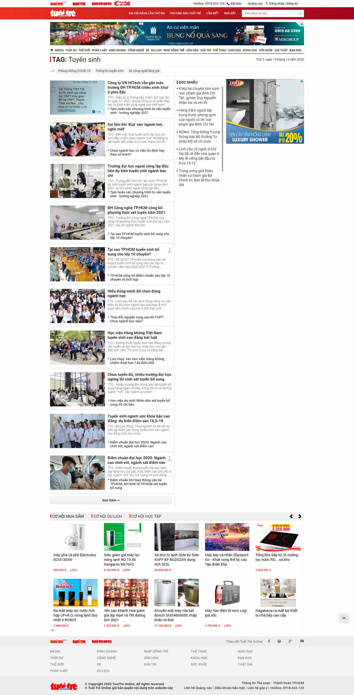Thiết kế Web tuyển sinh tuoitre.vn