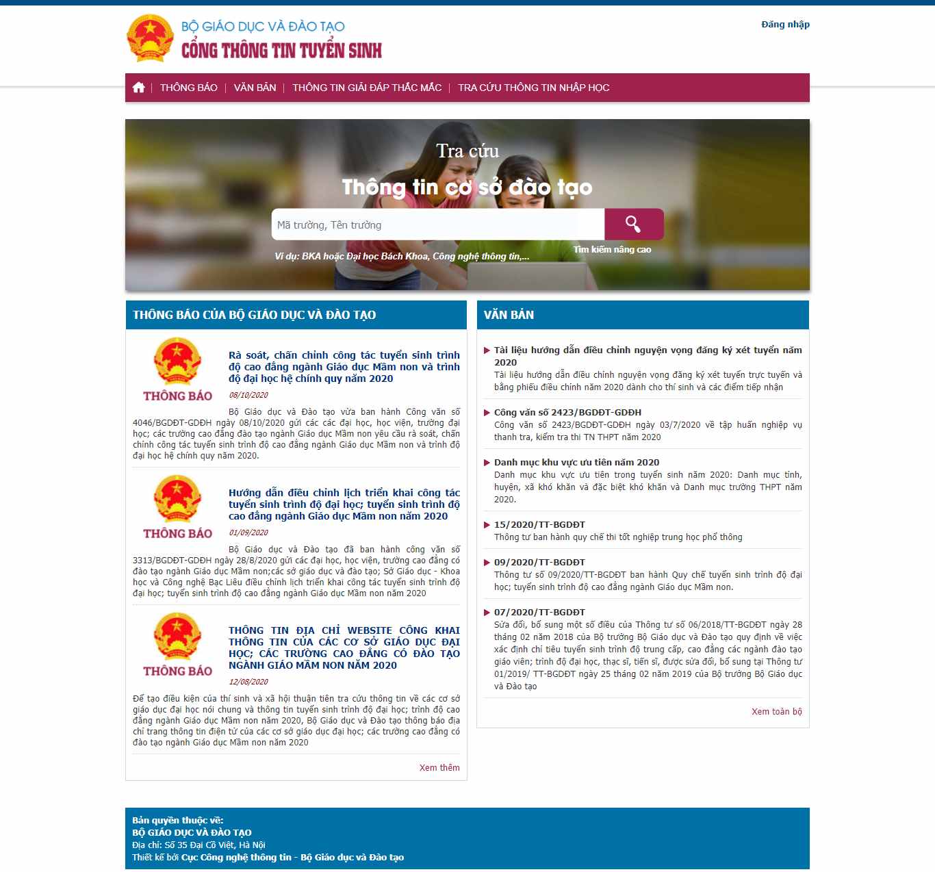 Thiết kế Web tuyển sinh thituyensinh.vn