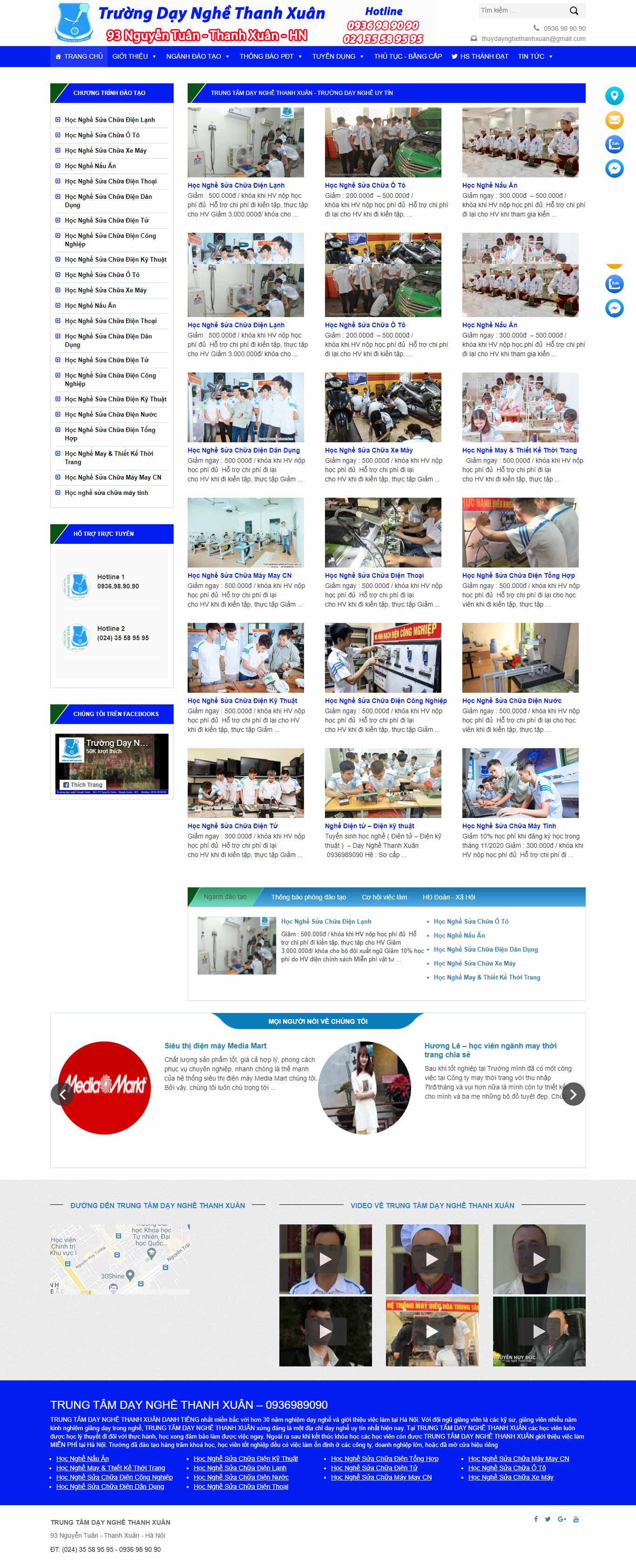 Thiết kế Web dạy nấu Ăn truongdaotaonghethanhxuan.edu.vn