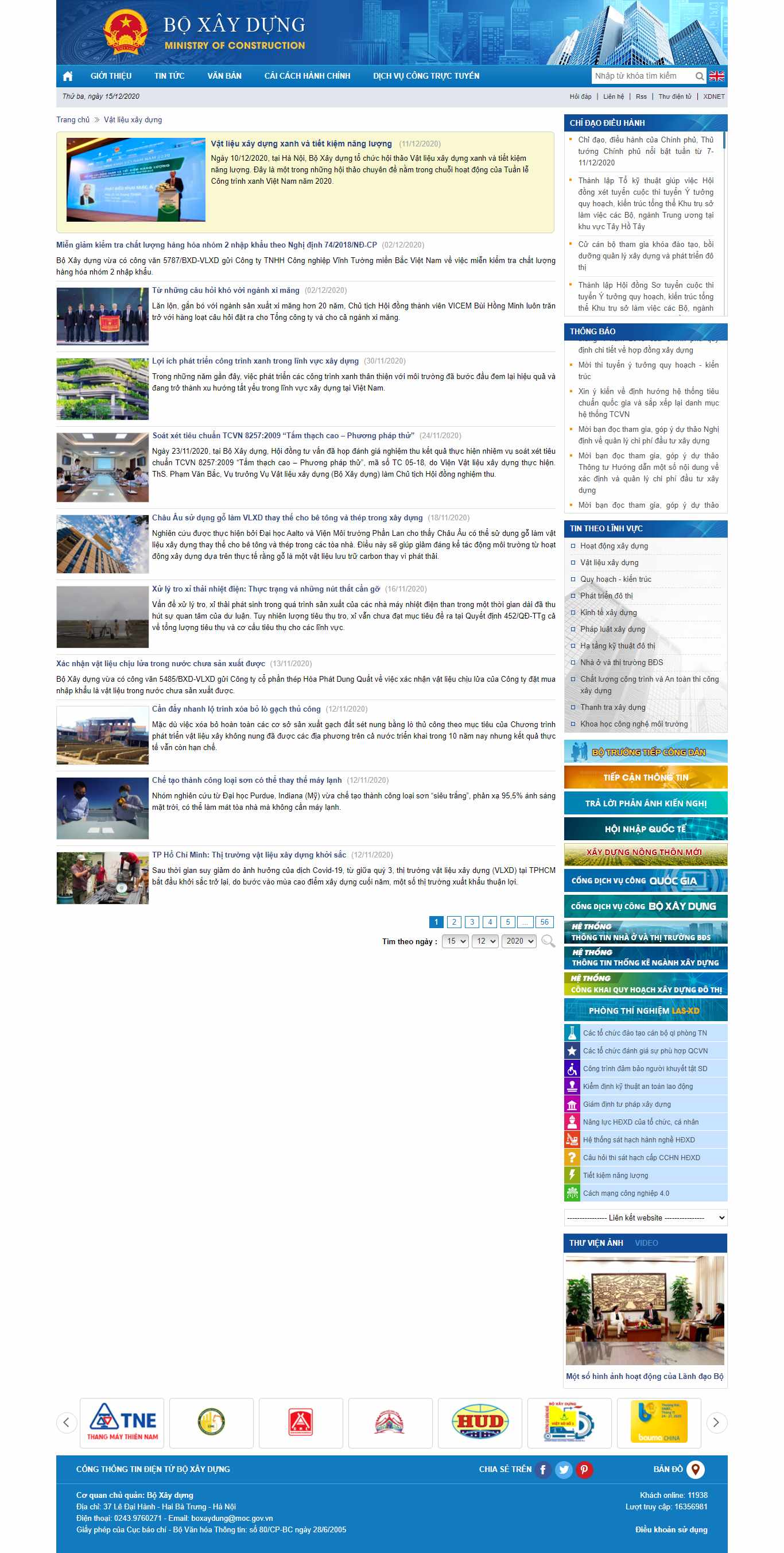 Thiết kế Web vật liệu xây dựng moc.gov.vn