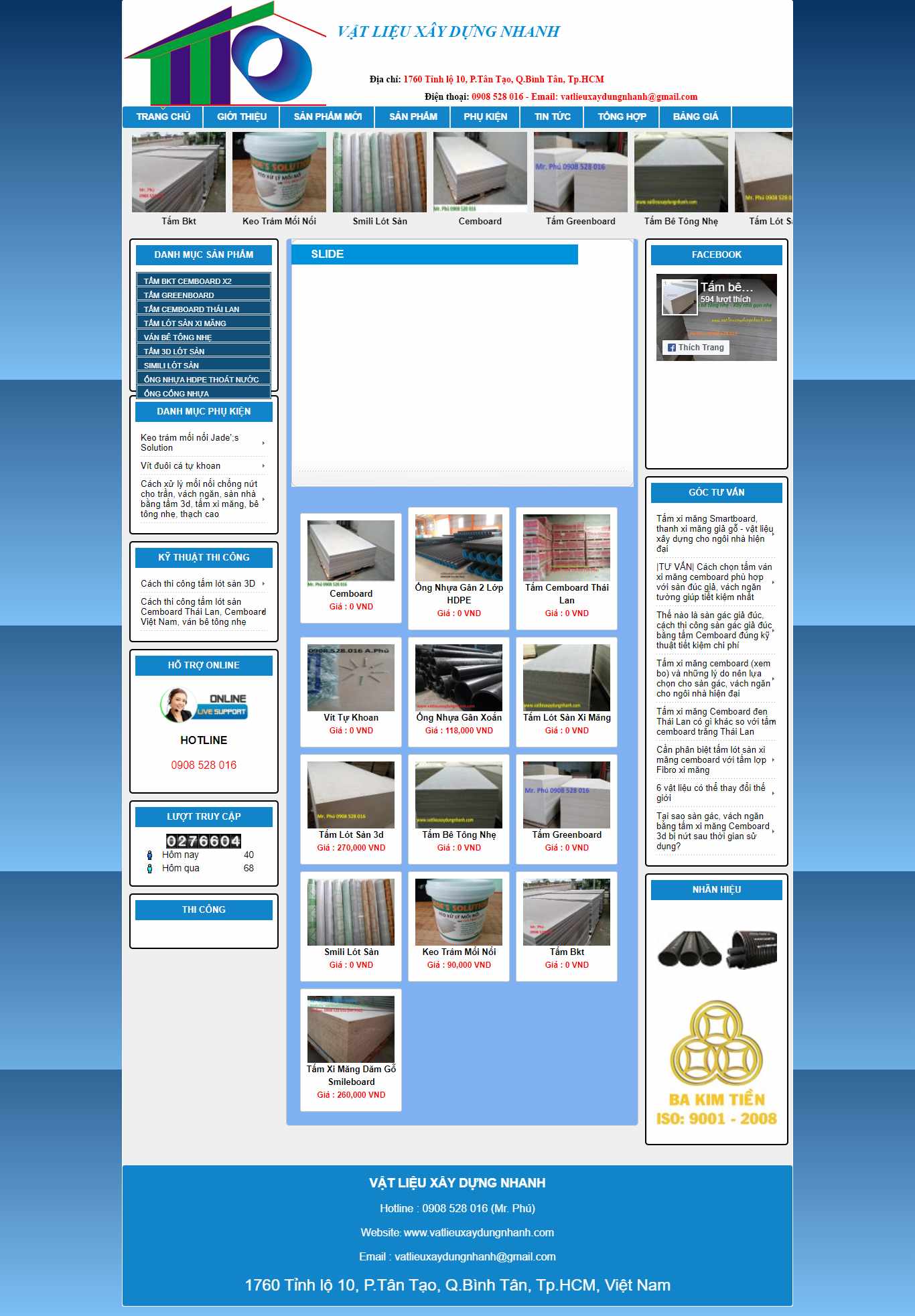 Thiết kế Web vật liệu xây dựng vatlieuxaydungnhanh.com