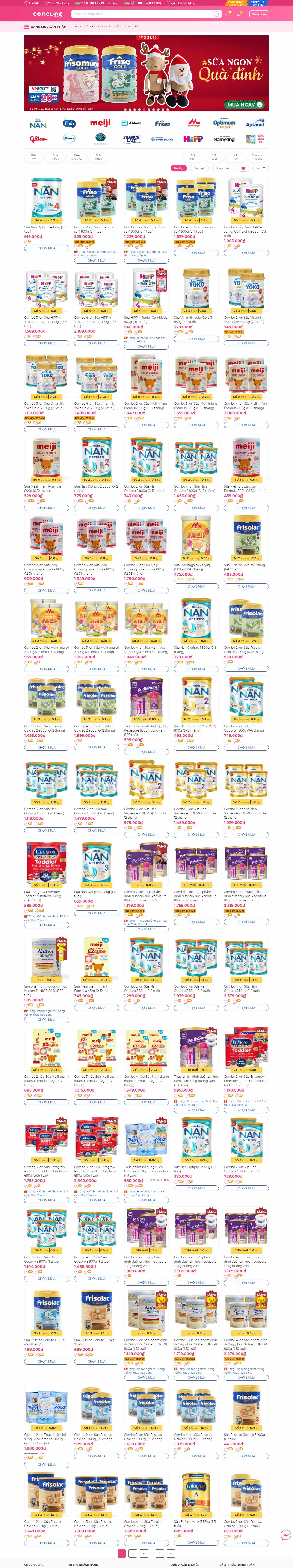 Thiết kế Web bán sữa concung.com