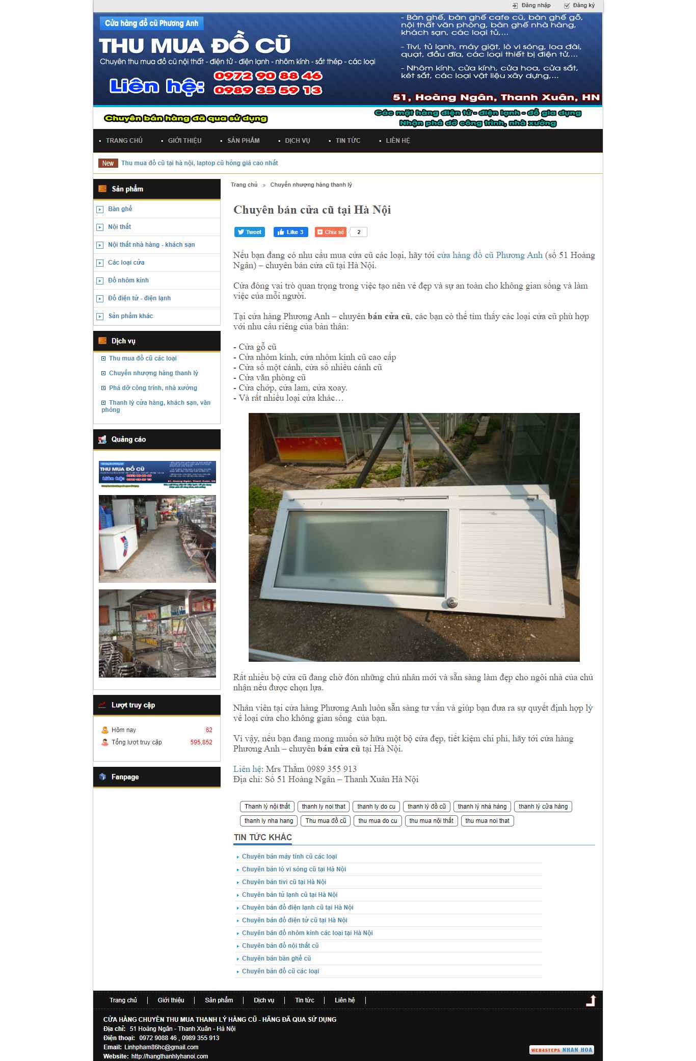 Thiết kế Web bán cửa hangthanhlyhanoi.com