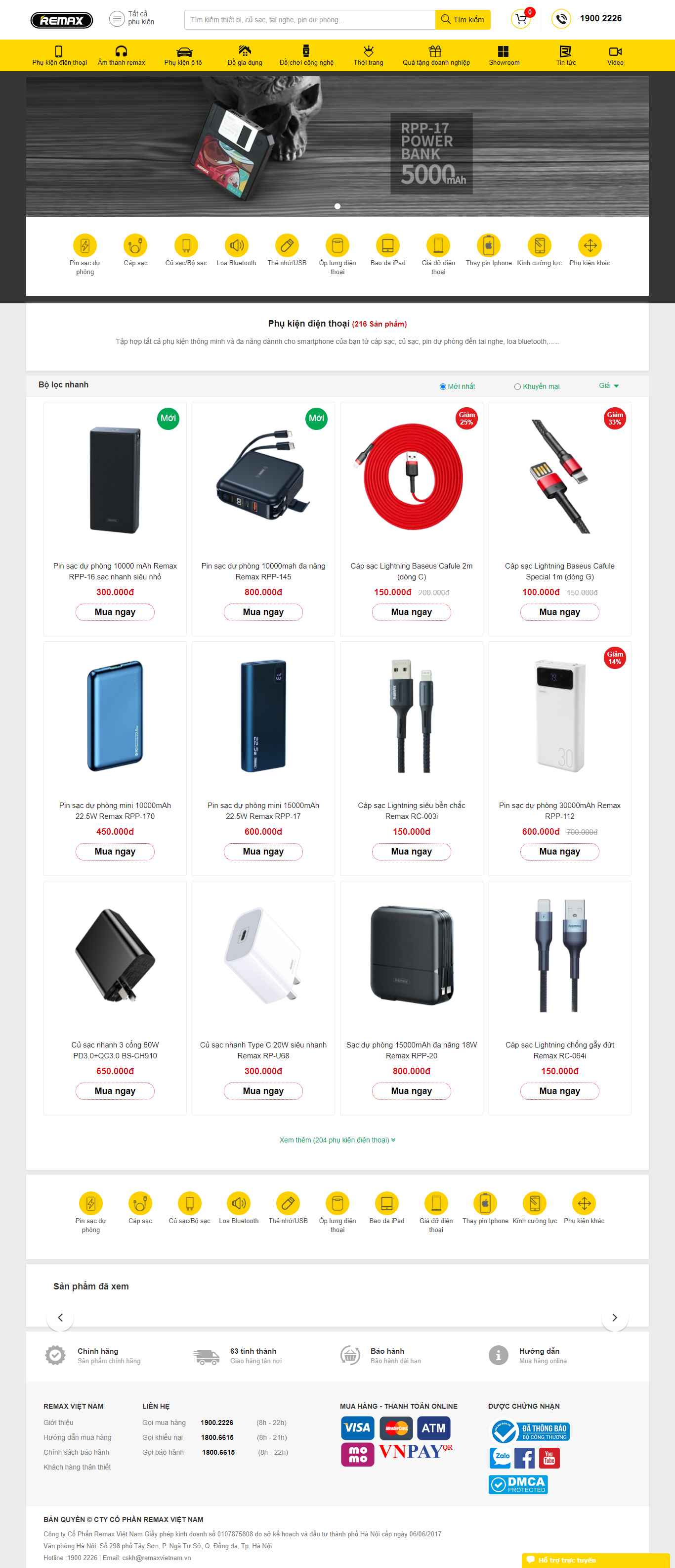 Thiết kế Web bán phụ kiện Điện thoại remaxvietnam.vn
