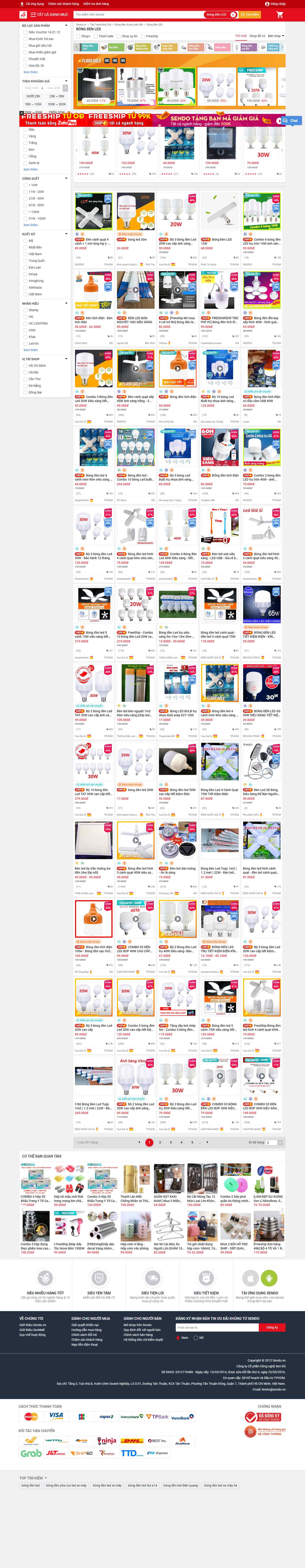 Thiết kế Web bán bóng Đèn led sendo.vn