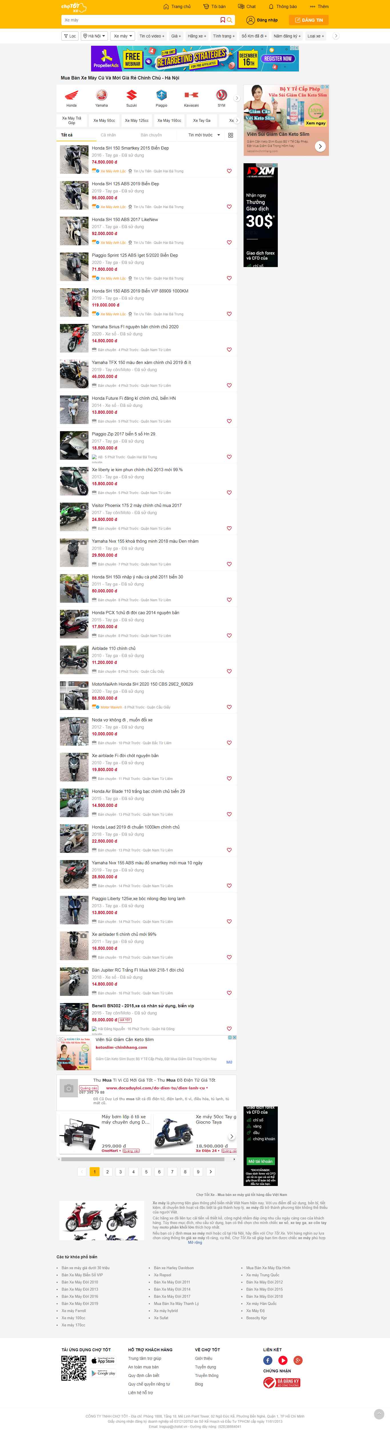 Thiết kế Web bán xe máy xe.chotot.com