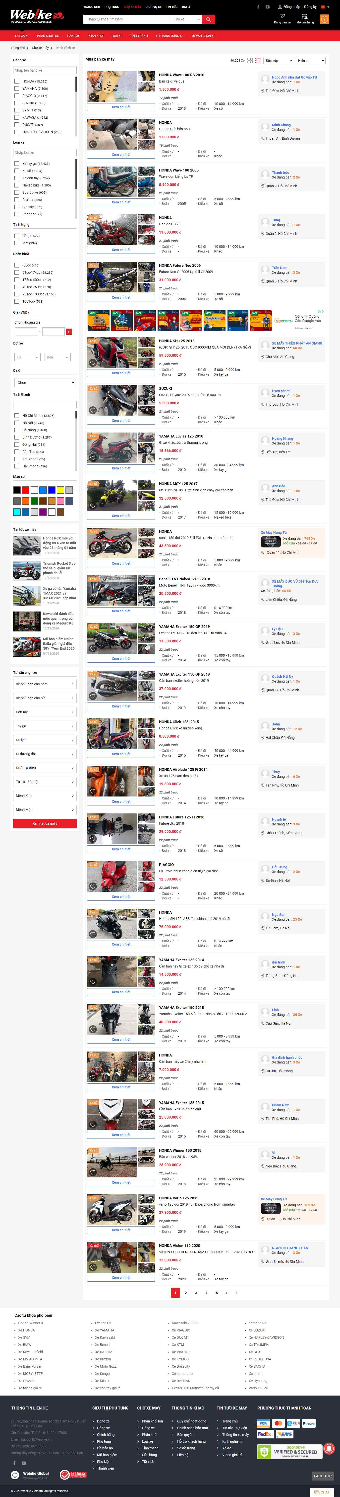 Thiết kế Web bán xe máy webike.vn