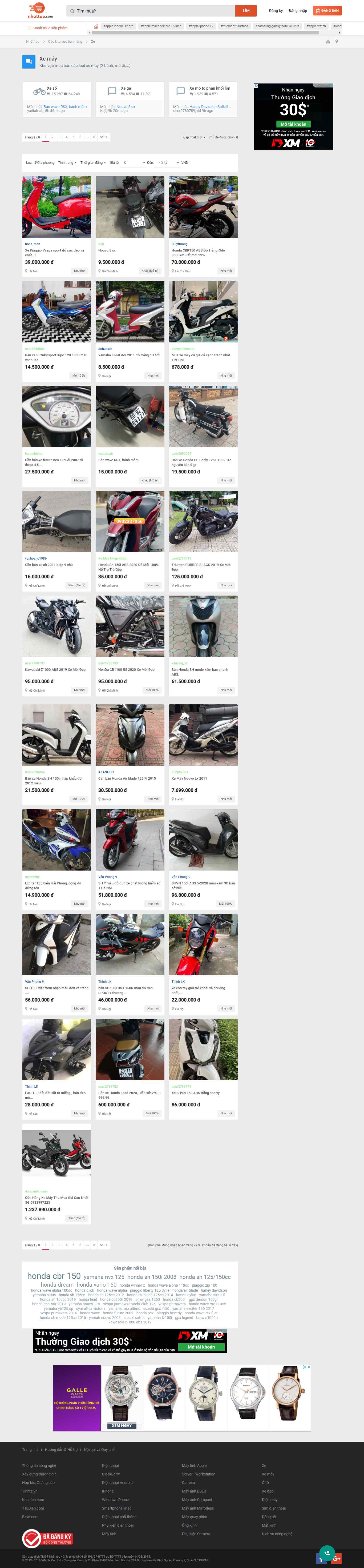 Thiết kế Web bán xe máy nhattao.com