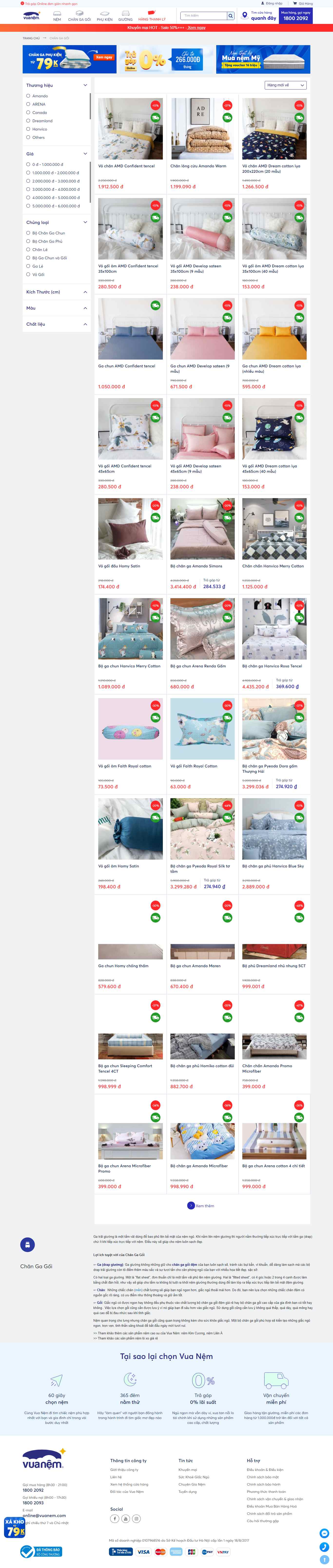 Thiết kế Web bán chăn ga gối Đệm vuanem.com