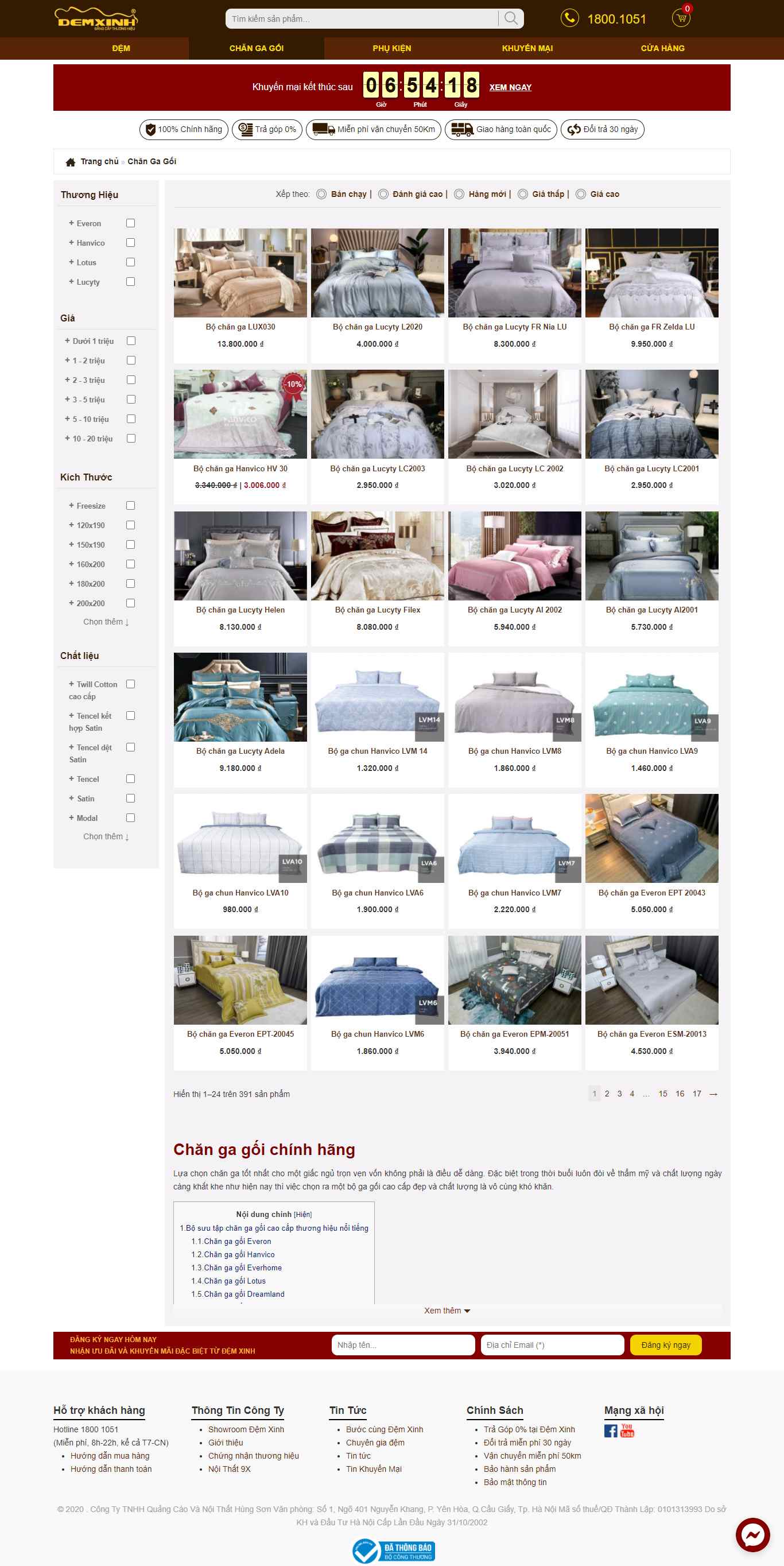 Thiết kế Web bán chăn ga gối Đệm demxinh.vn