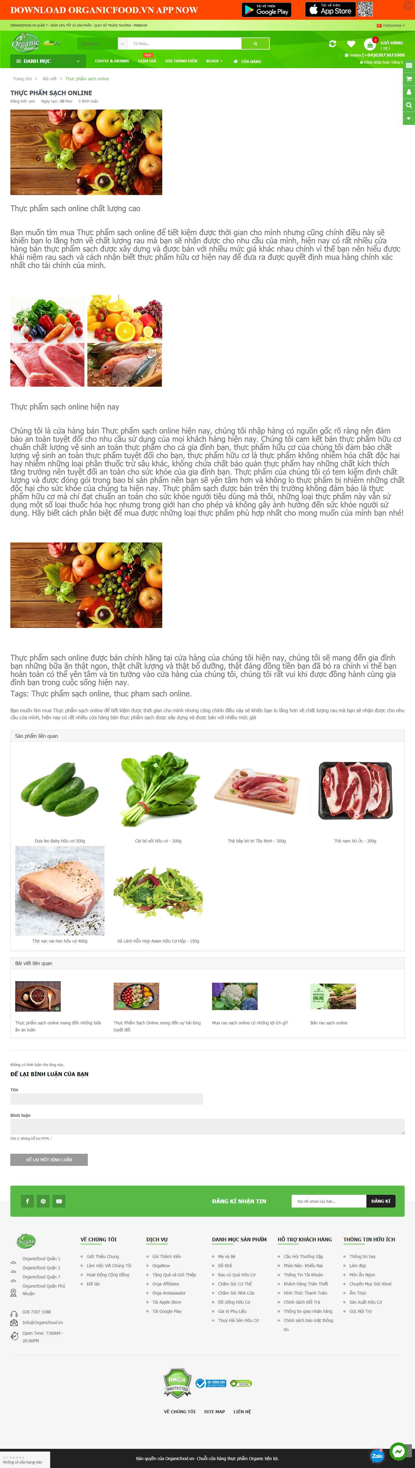 Thiết kế Web thực phẩm organicfood.vn