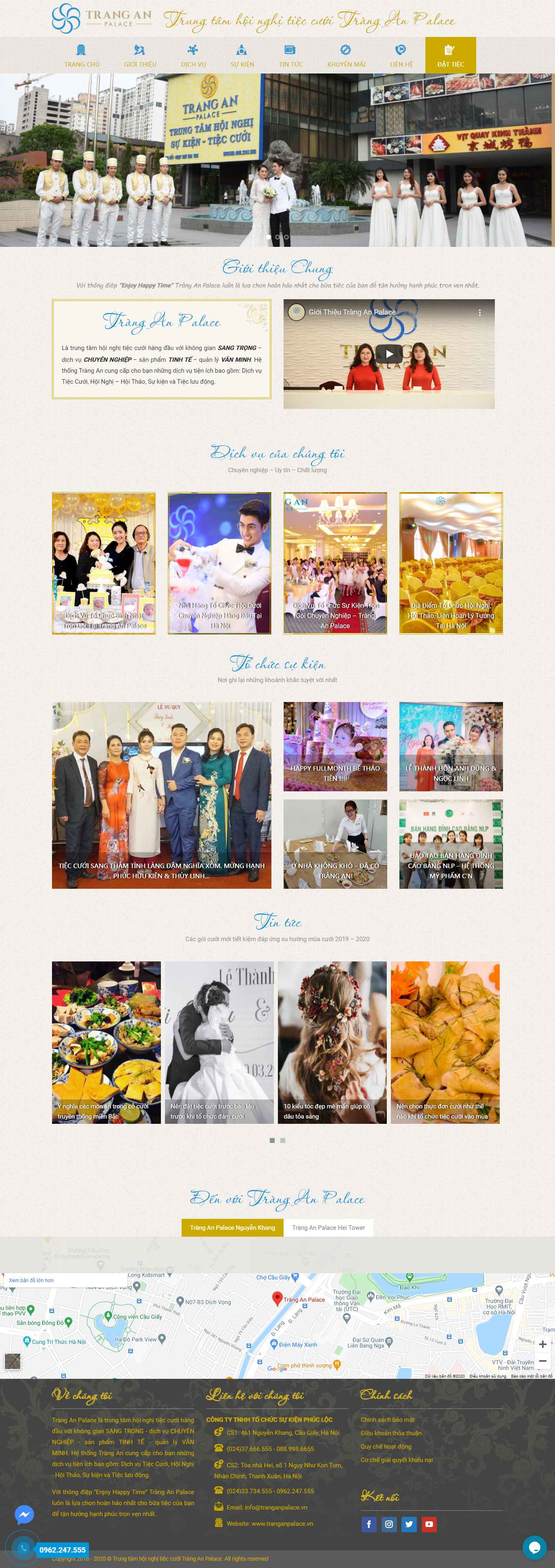 Thiết kế Web nhà hàng tiệc cưới tranganpalace.vn