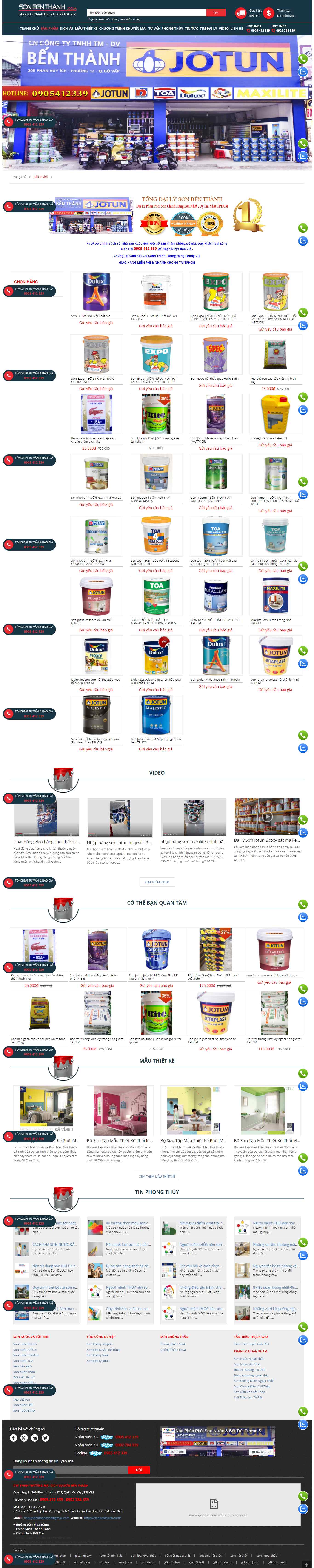 Thiết kế Web các loại sơn nội thất sonbenthanh.com