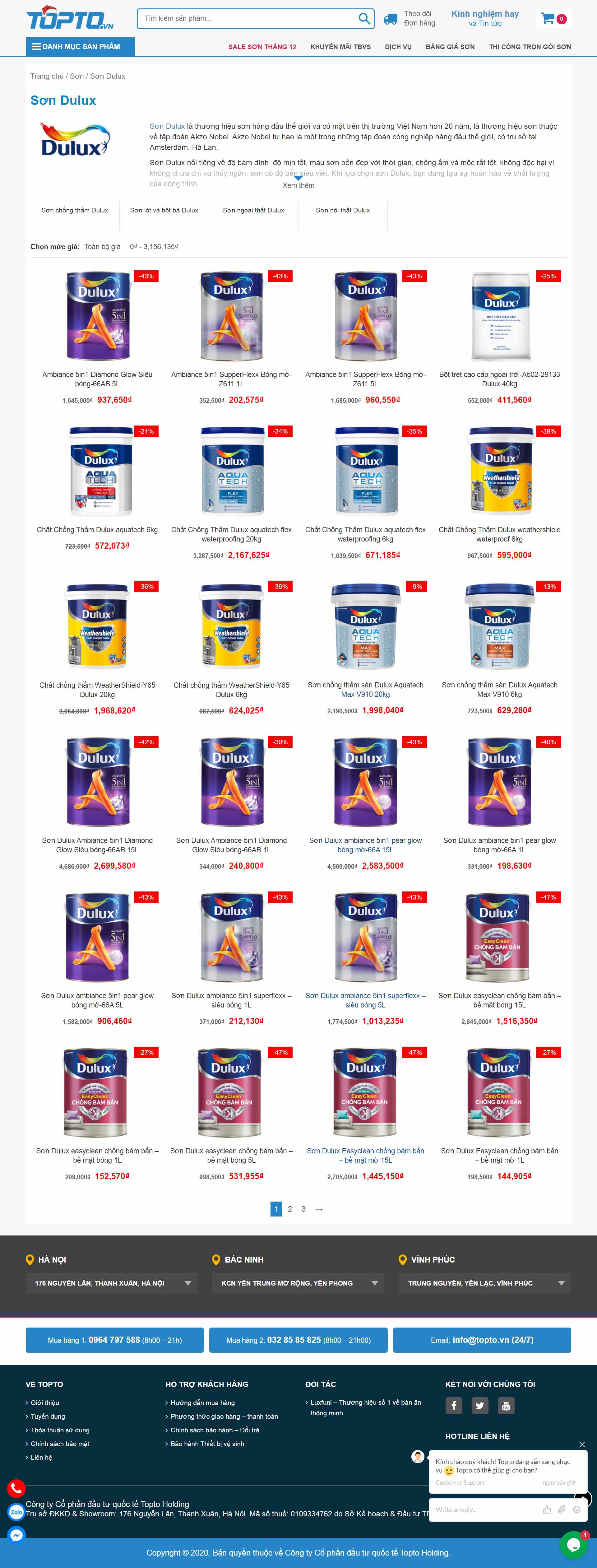 Thiết kế Web các loại sơn nội thất topto.vn