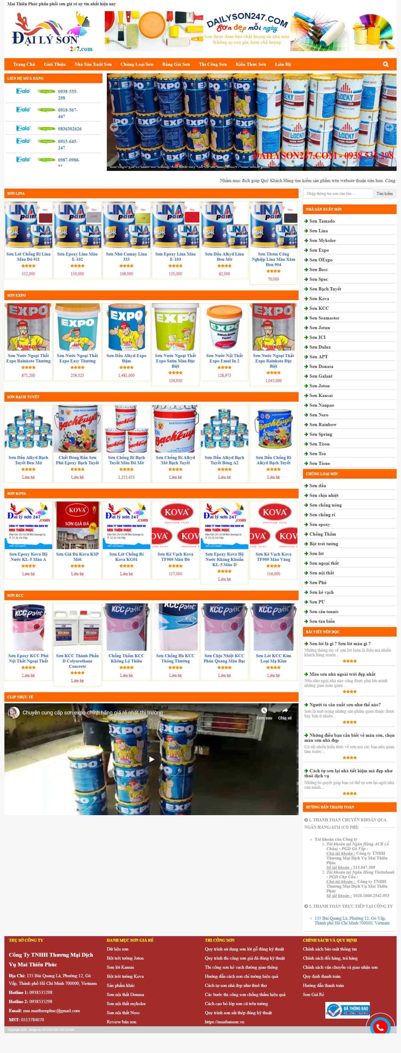 Thiết kế Web các loại sơn nội thất dailyson247.com