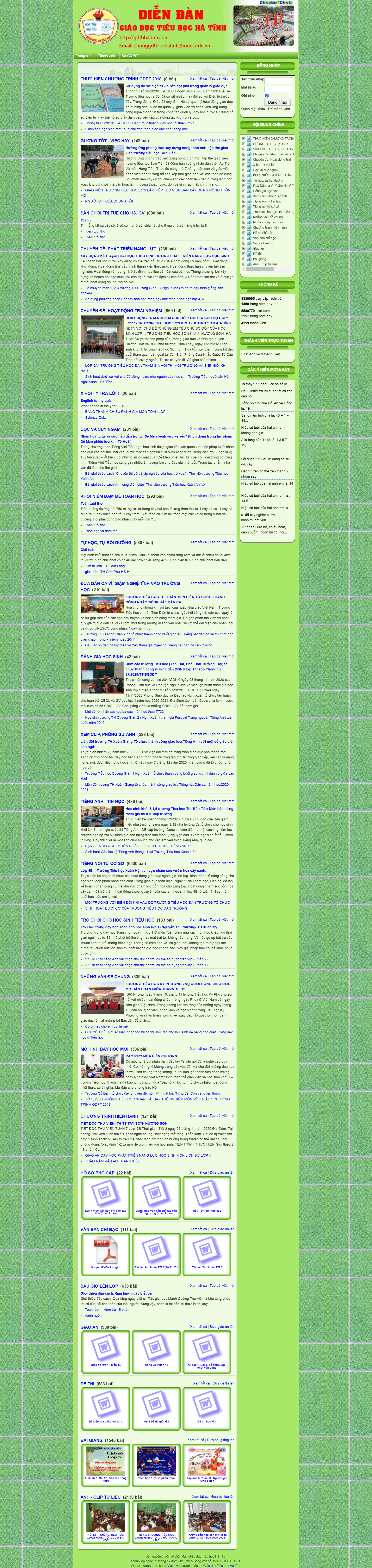 Thiết kế Web diễn Đàn giáo dục gdthhatinh.violet.vn